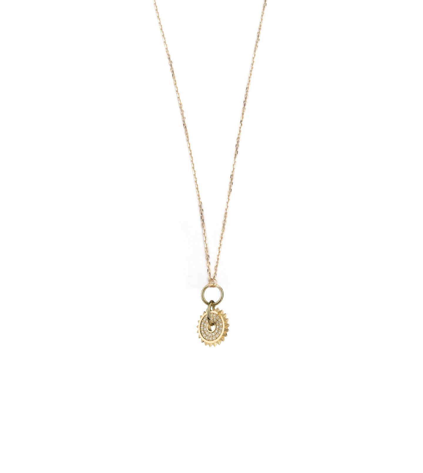 FD Jewellery-Pave Disk Drop Necklace (T1.16 / D3)-FD Jewellery-Boboli-Vancouver-Canada