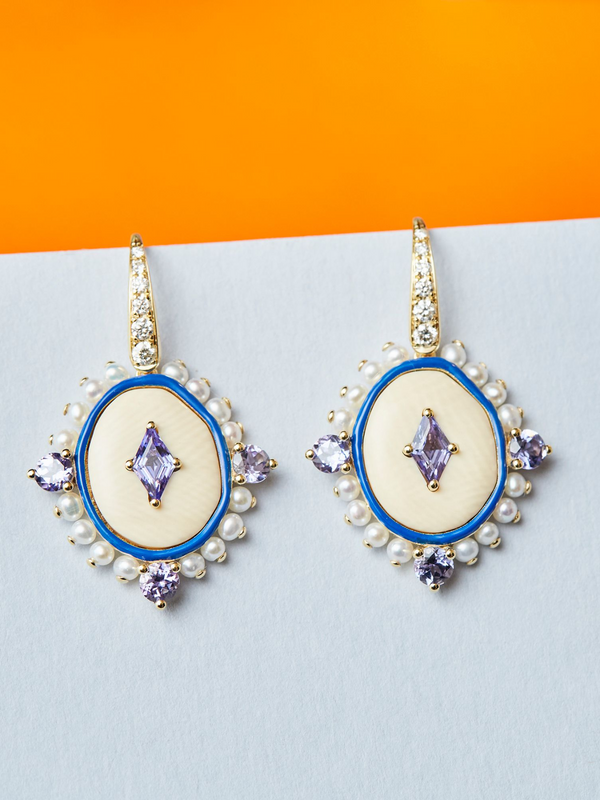 Francesca Villa-Blue Diamonds Earrings-Jewellery-One Size-Boboli-Vancouver-Canada