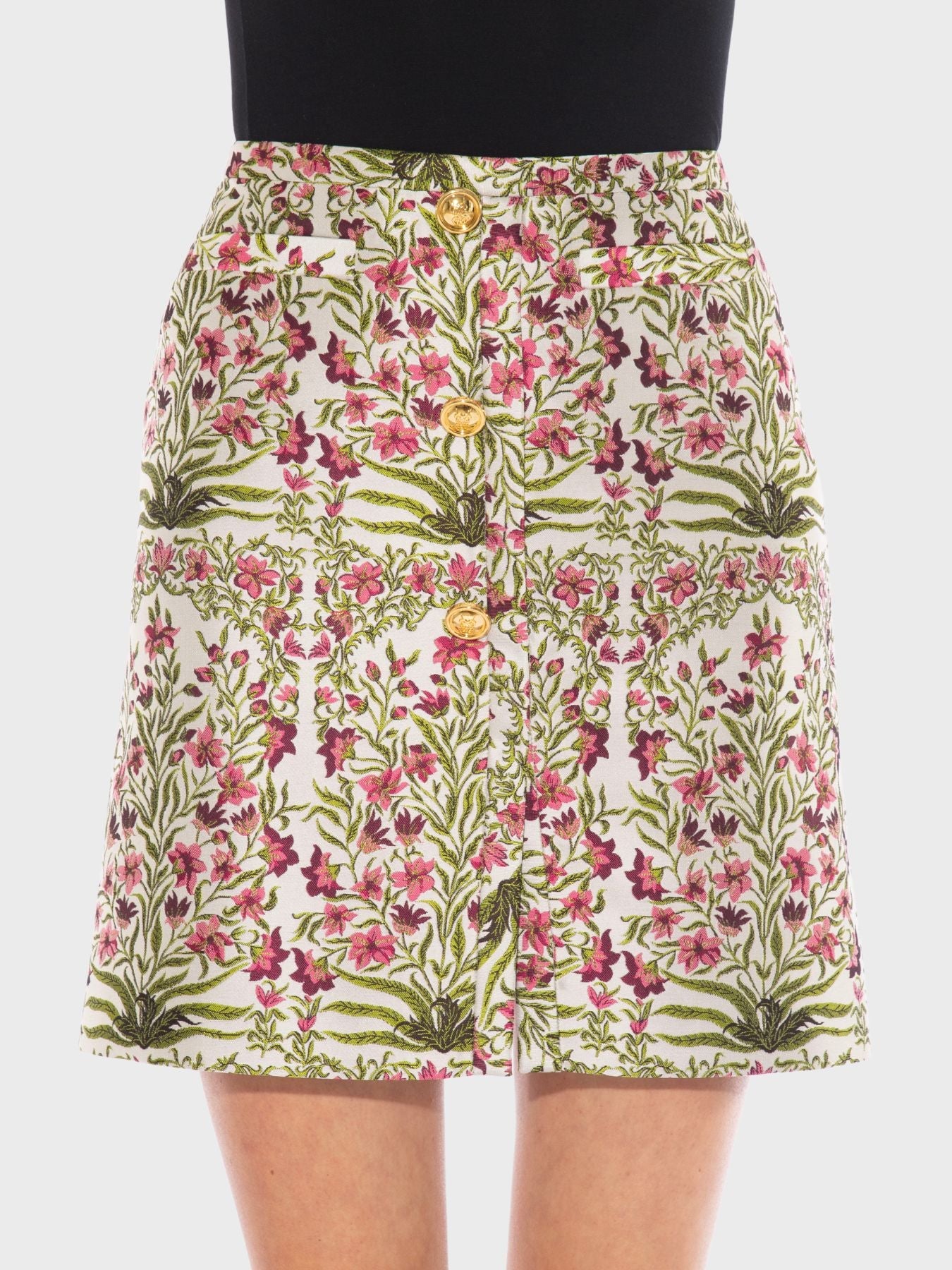 Giambattista Valli-Long Plein Air Jacquard Skirt - Ivory/Multi-Skirts-Boboli-Vancouver-Canada