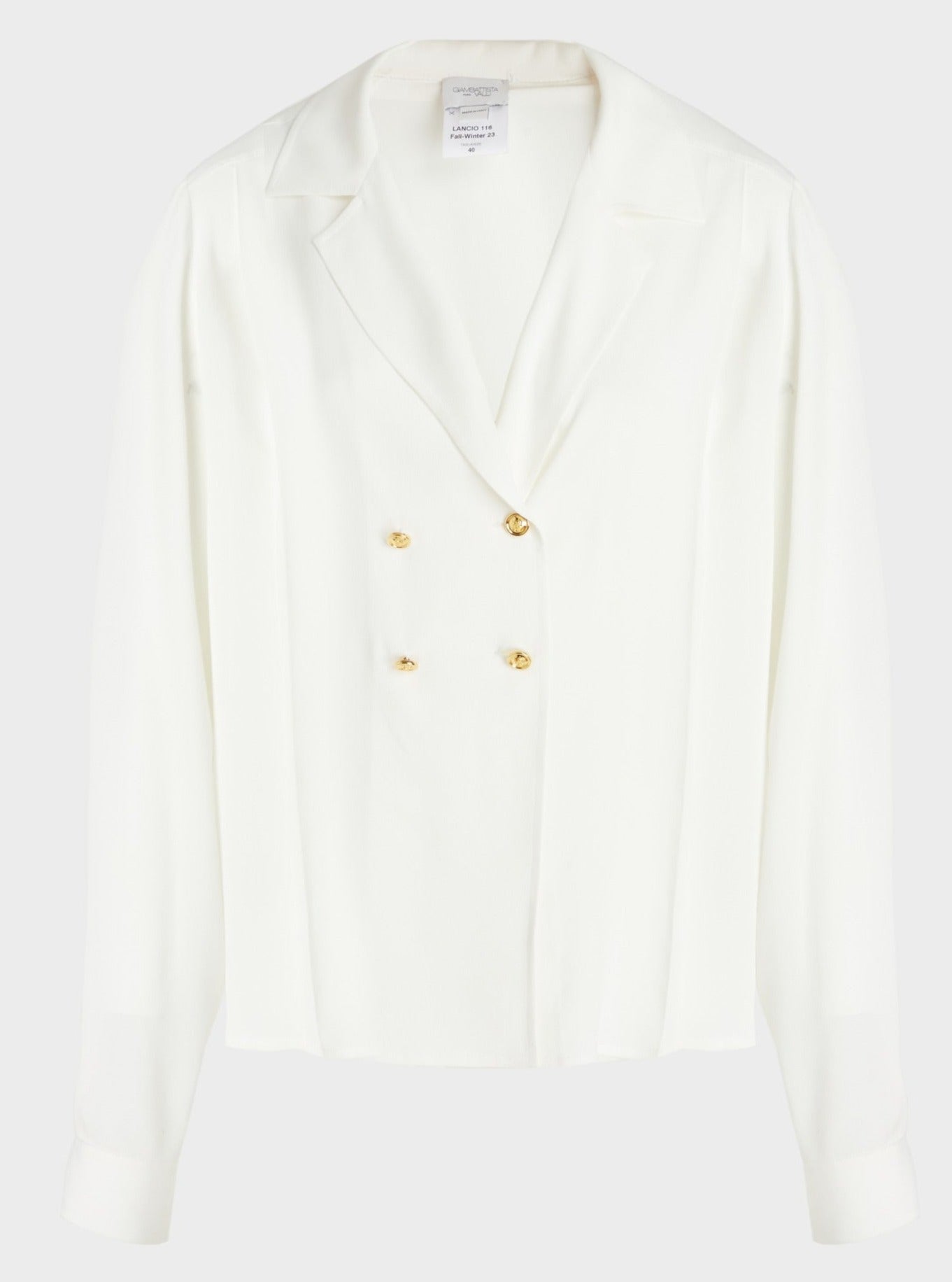 Giambattista Valli-Silk Crepe D.B. Blouse - Ivory-Blouses-Boboli-Vancouver-Canada