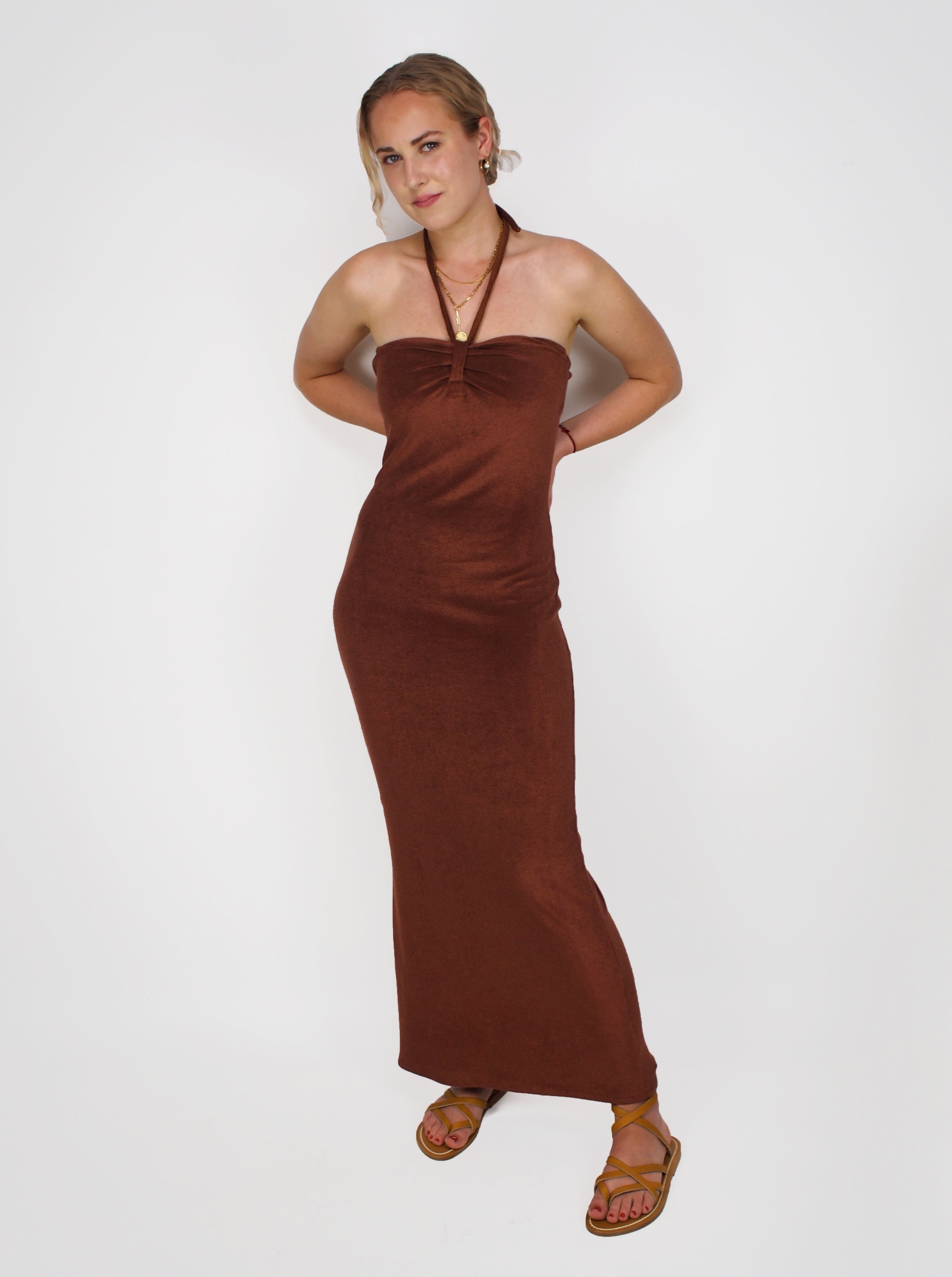 Giuliva Heritage-Leda Terrycloth Dress - Chocolate Brown-Dresses-Boboli-Vancouver-Canada