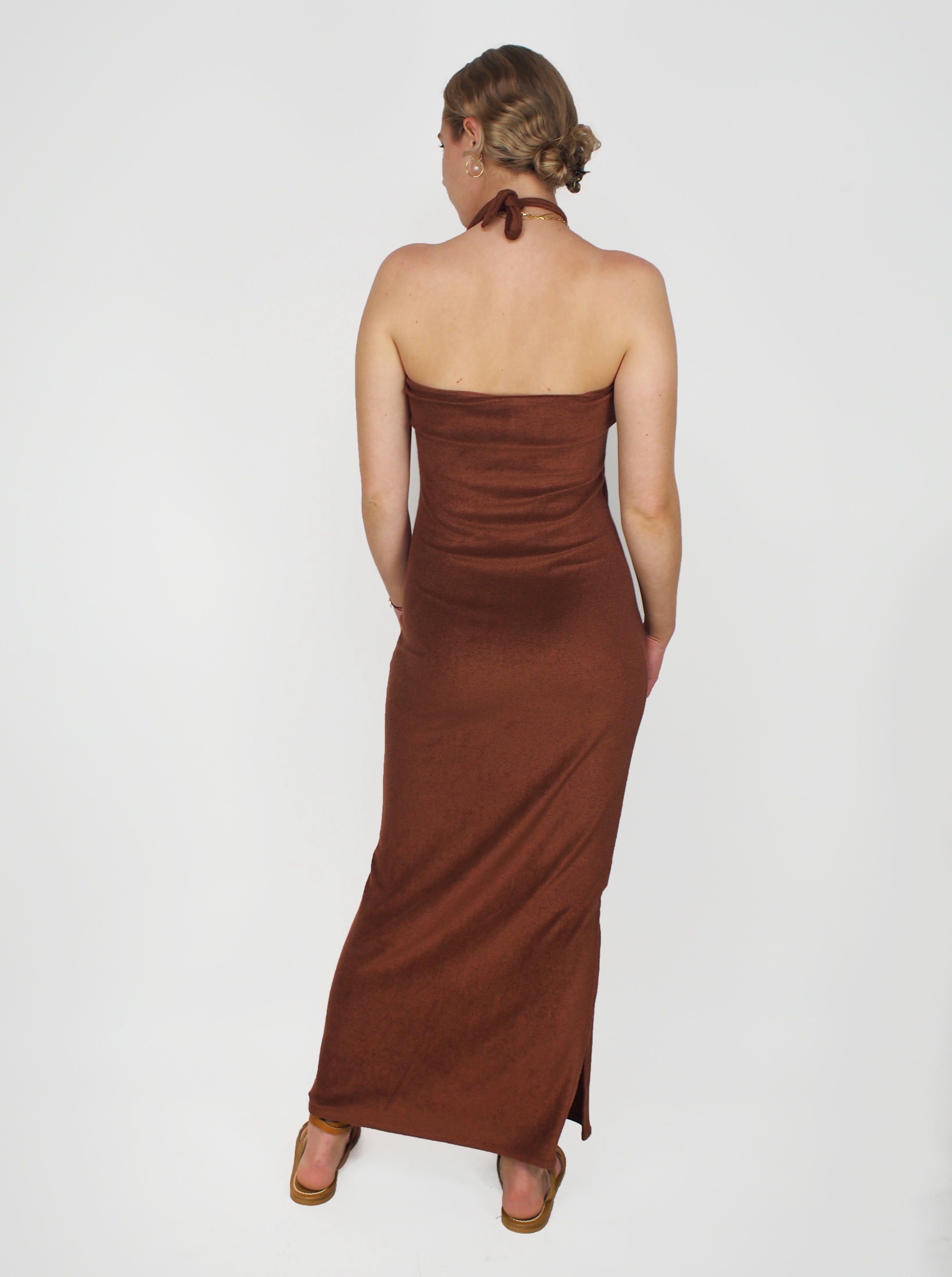 Giuliva Heritage-Leda Terrycloth Dress - Chocolate Brown-Dresses-Boboli-Vancouver-Canada