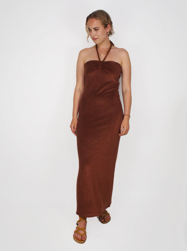 Giuliva Heritage-Leda Terrycloth Dress - Chocolate Brown-Dresses-Boboli-Vancouver-Canada