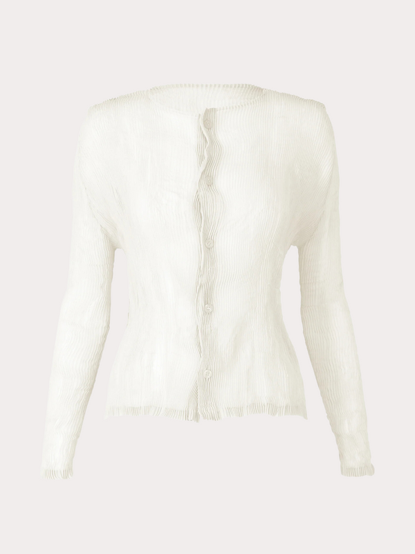 Issey Miyake-Long Sleeve Chiffon Twist Top - White-Shirts-2-Boboli-Vancouver-Canada