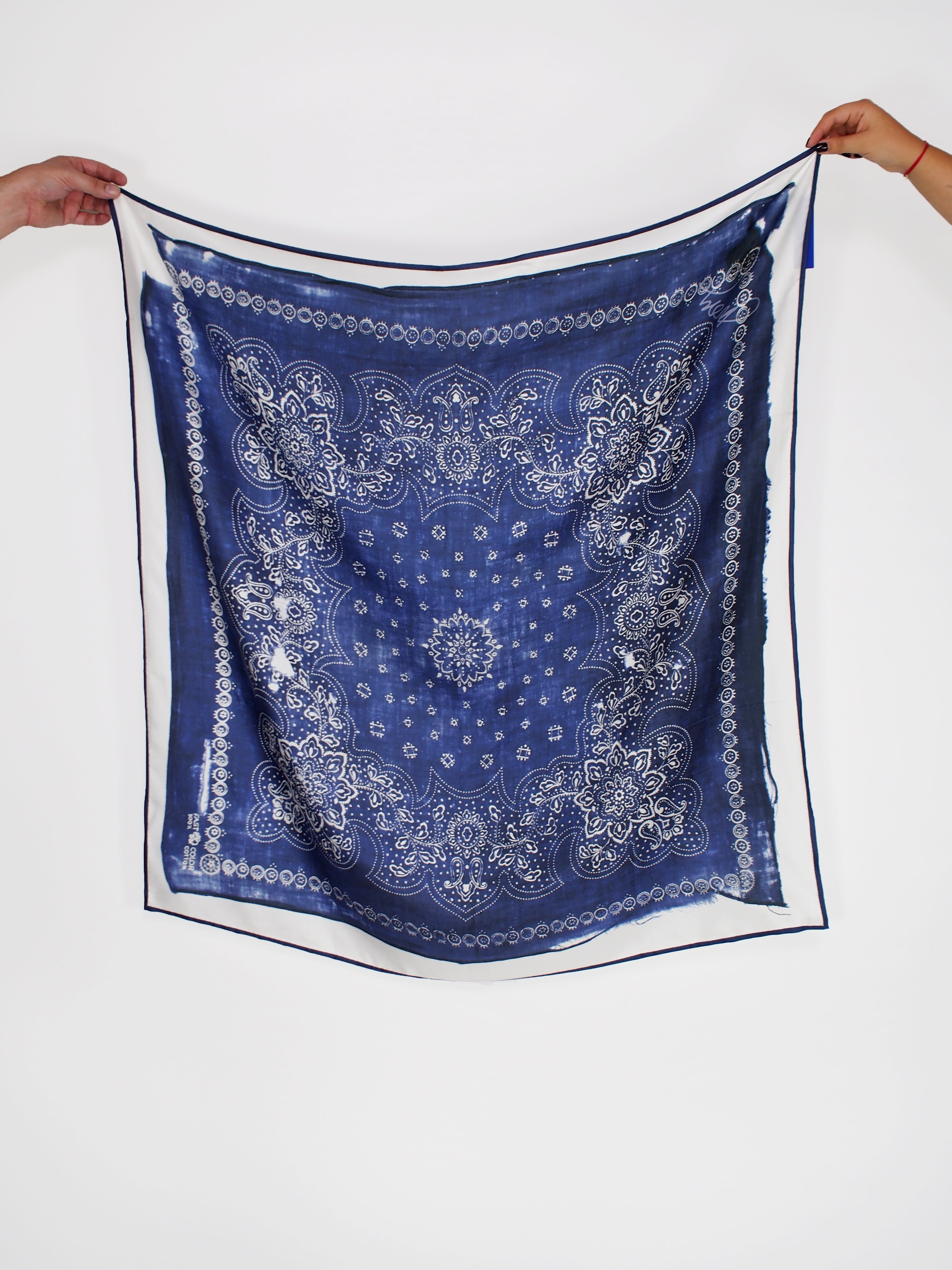 Jackie Wong Art-My Old Bandana Twill - Blue-Scarves-One Size-Boboli-Vancouver-Canada