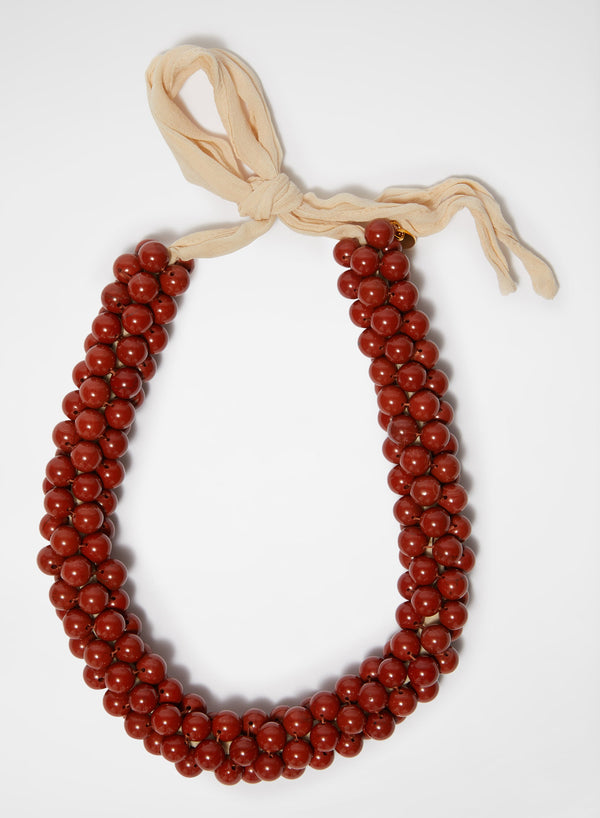 Jil Sander-Handcrafted Silk Torchon Necklace - Burgundy-Jewellery-One Size-Boboli-Vancouver-Canada