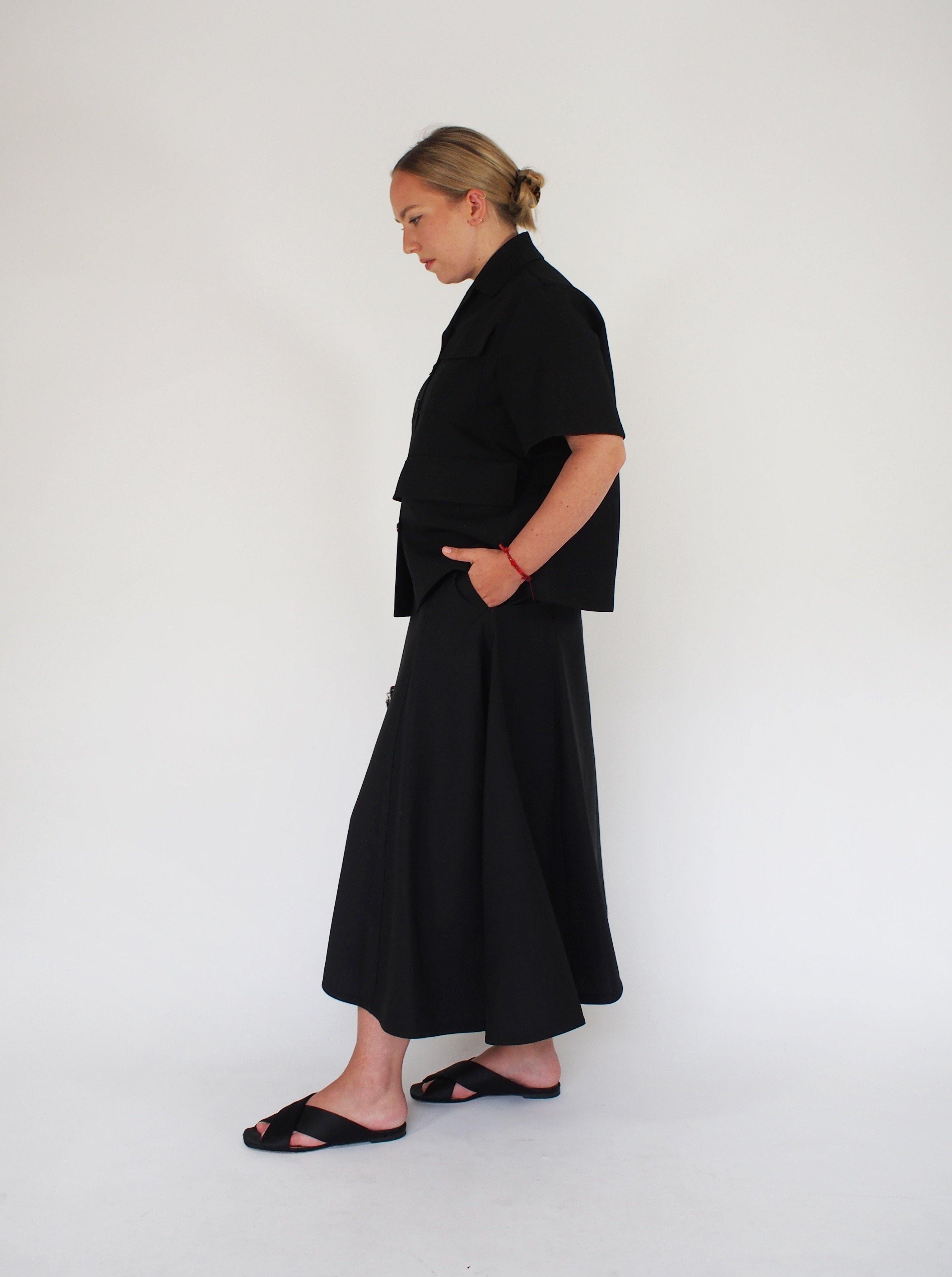 Jil Sander-Mia Tropical Wool Skirt - Black-Skirts-Boboli-Vancouver-Canada