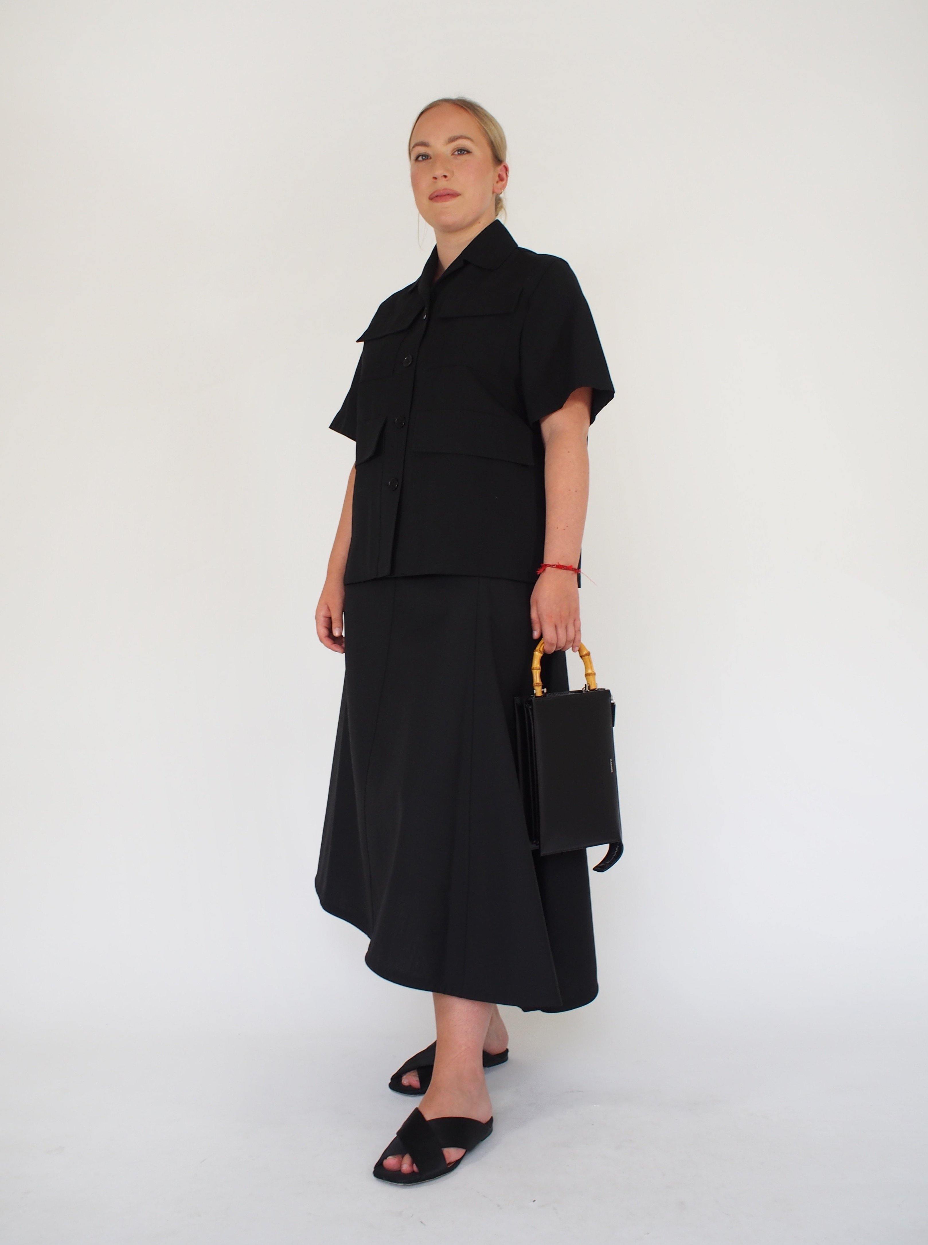 Jil Sander-Mia Tropical Wool Skirt - Black-Skirts-Boboli-Vancouver-Canada