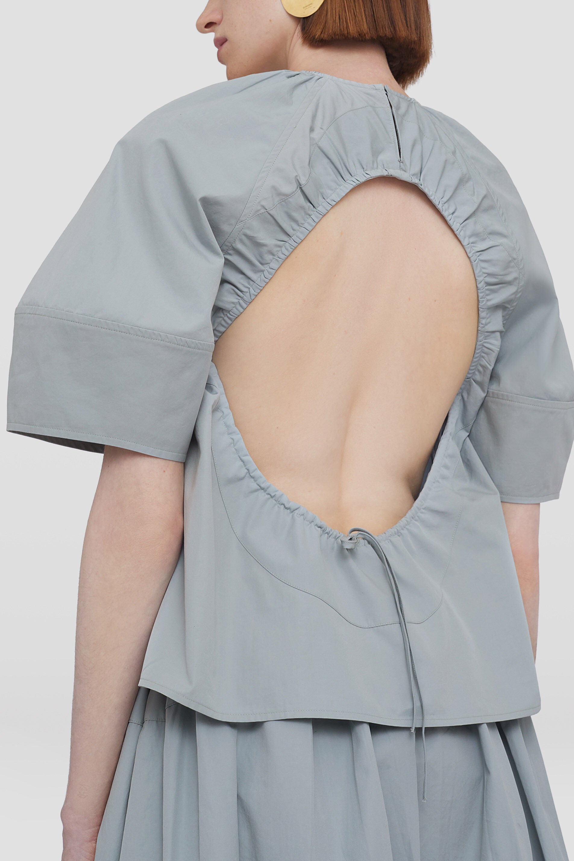 Jil Sander-Pleated Top - Pastel Grey-Tops-Boboli-Vancouver-Canada