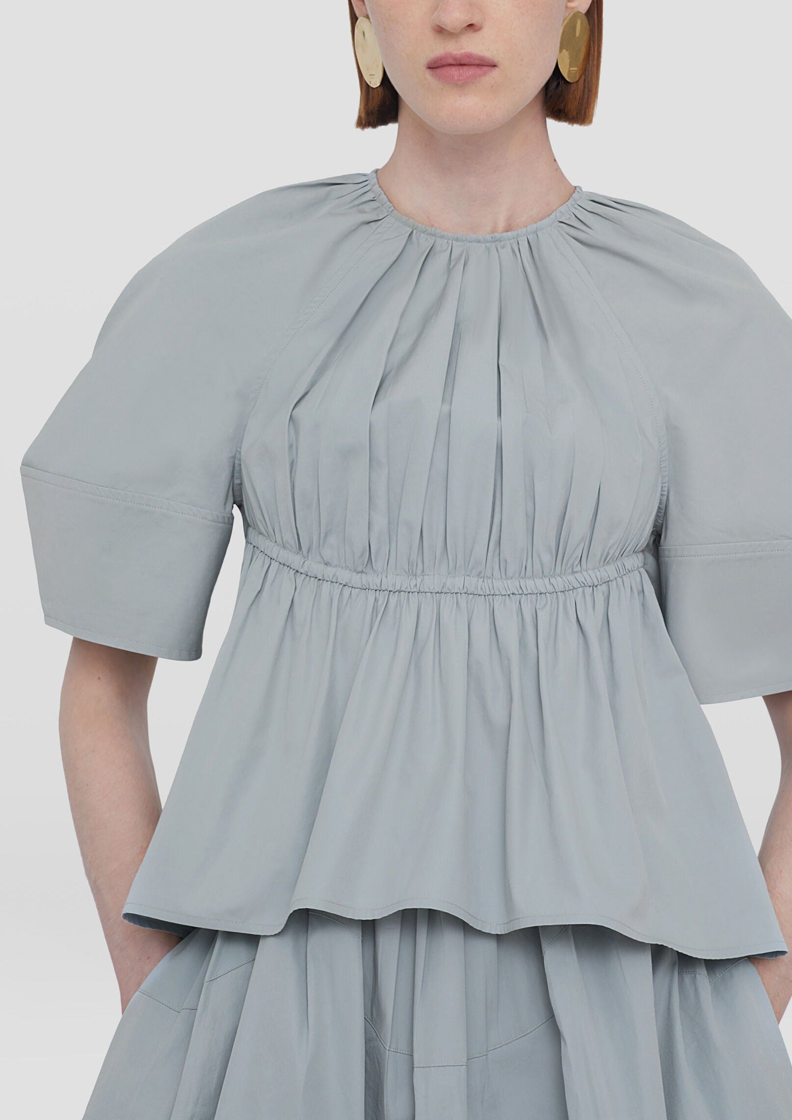 Jil Sander-Pleated Top - Pastel Grey-Tops-Boboli-Vancouver-Canada