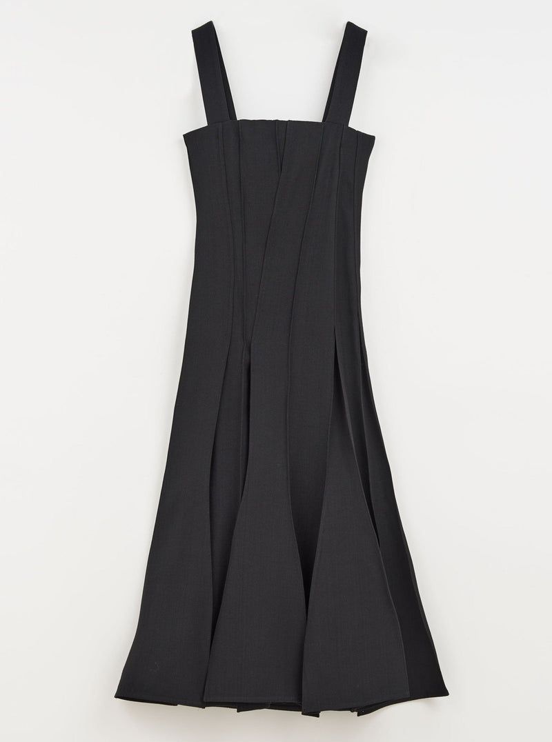 Jil Sander-Sculpted Calf Linen Silk Dress - Black-Dresses-Boboli-Vancouver-Canada