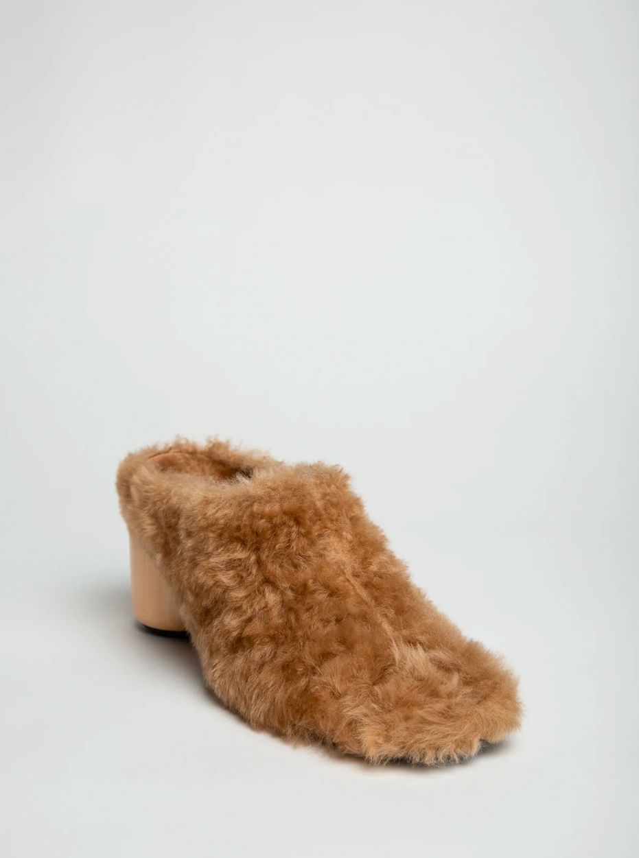 Jil Sander-Shearling Mule - Cappuccino-Shoes-Boboli-Vancouver-Canada