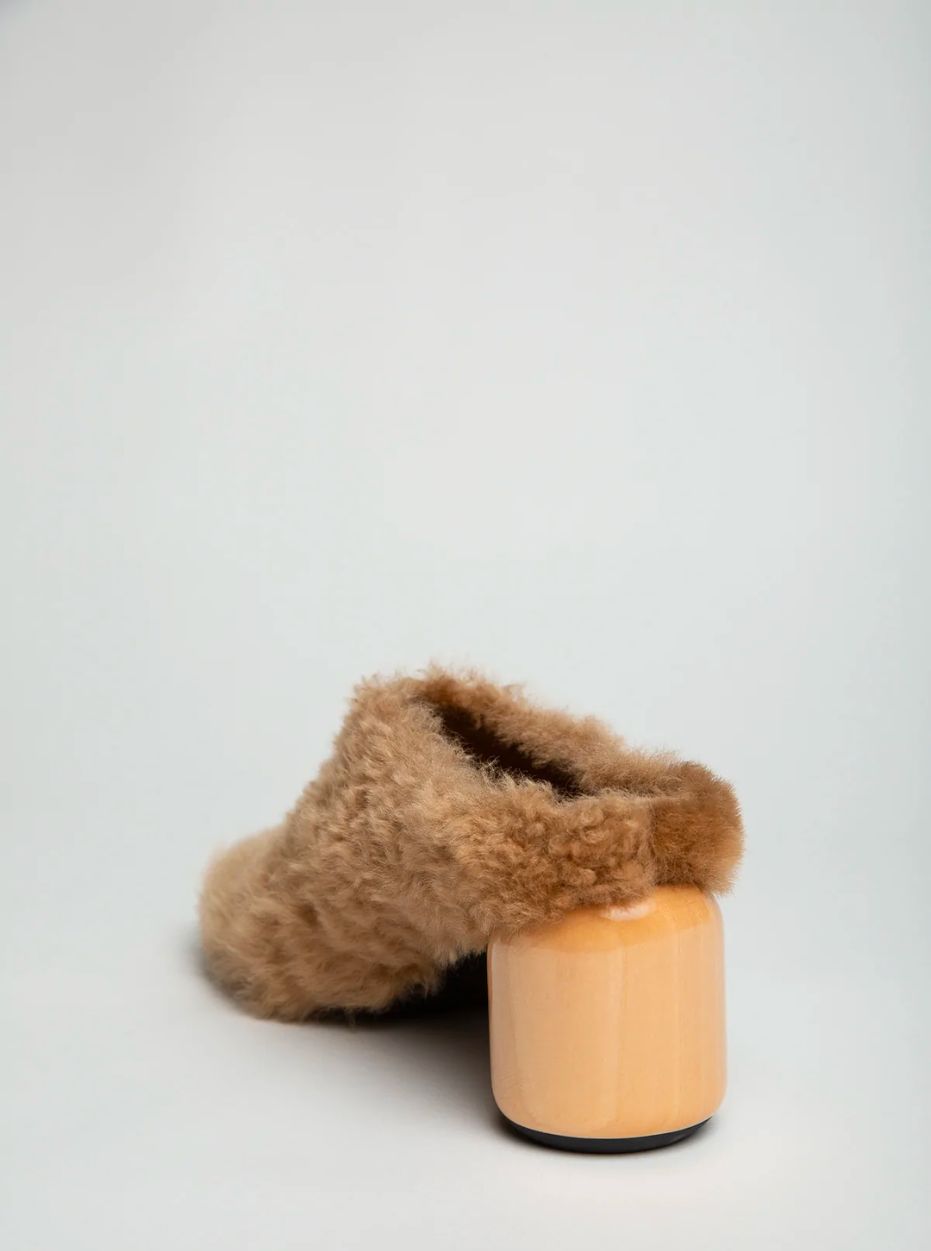 Jil Sander-Shearling Mule - Cappuccino-Shoes-Boboli-Vancouver-Canada