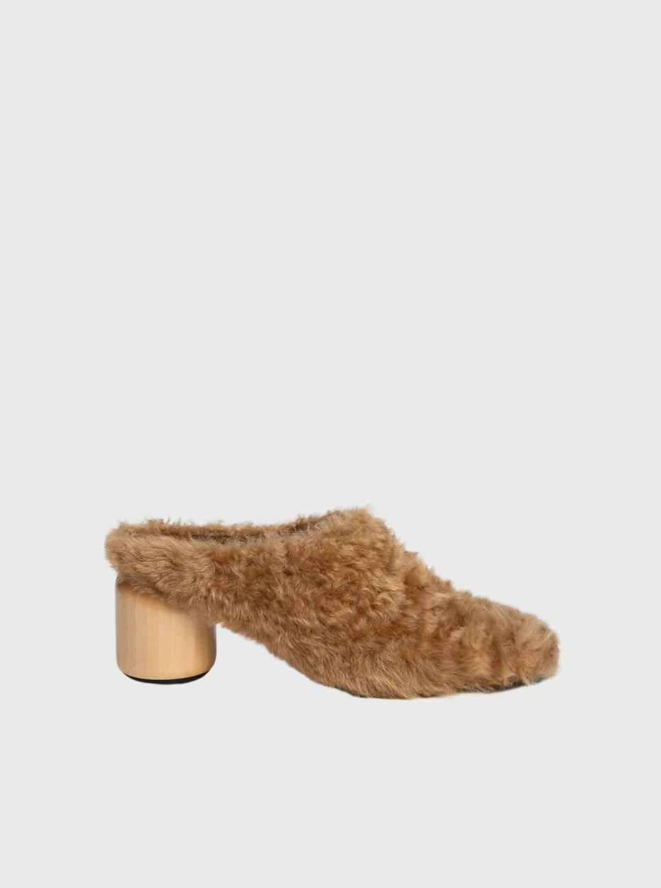 Jil Sander-Shearling Mule - Cappuccino-Shoes-Boboli-Vancouver-Canada