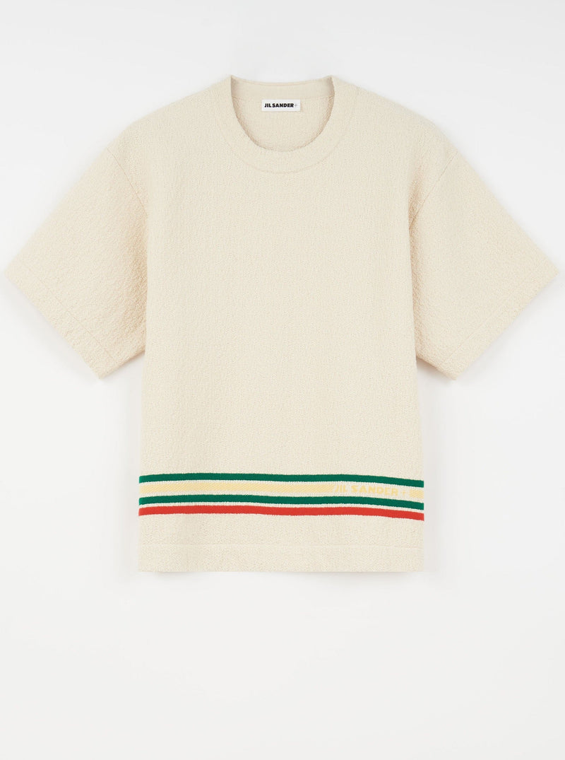 Jil Sander-Textured Cotton Knit T-Shirt - Antique White-T-Shirts-Boboli-Vancouver-Canada
