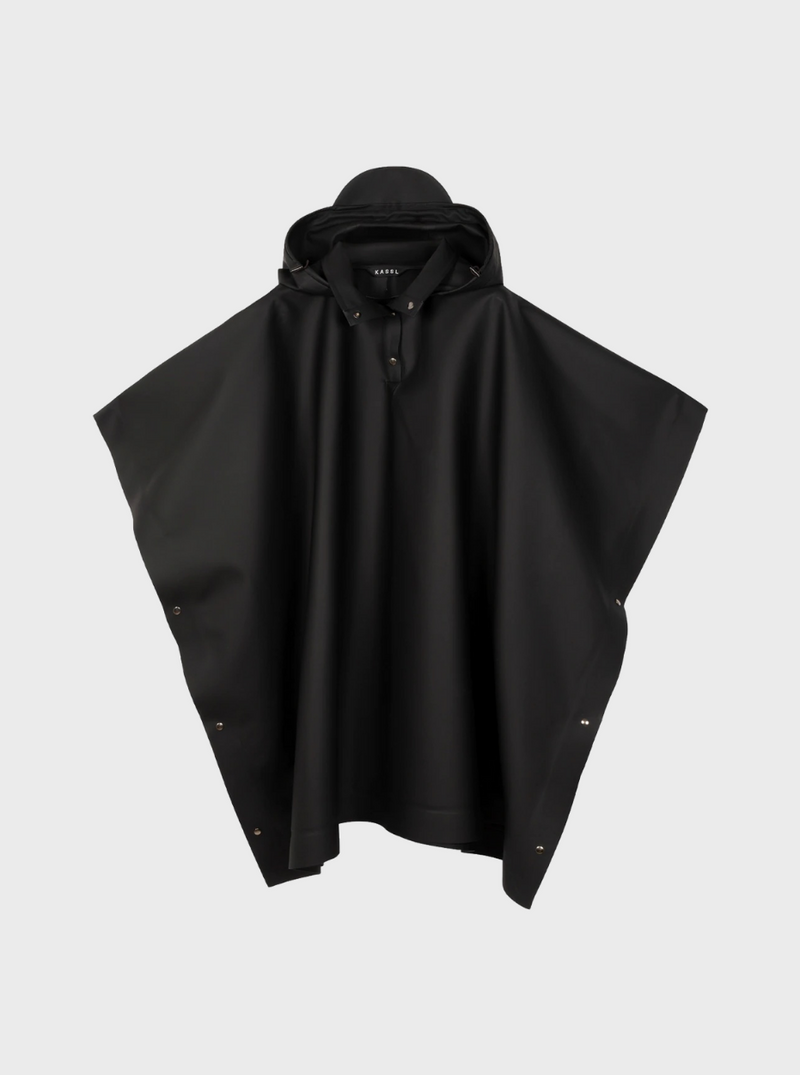 KASSL Editions-Rubber Poncho Coat wt Hood - Black-Coats-Boboli-Vancouver-Canada
