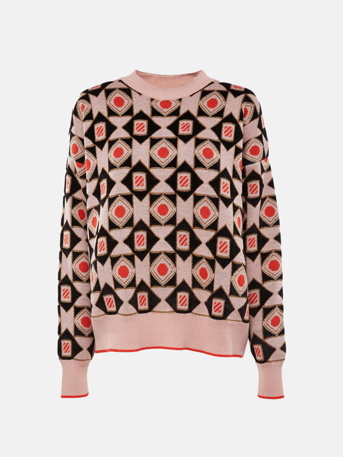 La DoubleJ-Chenille Jacquard Crew Sweater - Antique Rose-Sweaters-Boboli-Vancouver-Canada