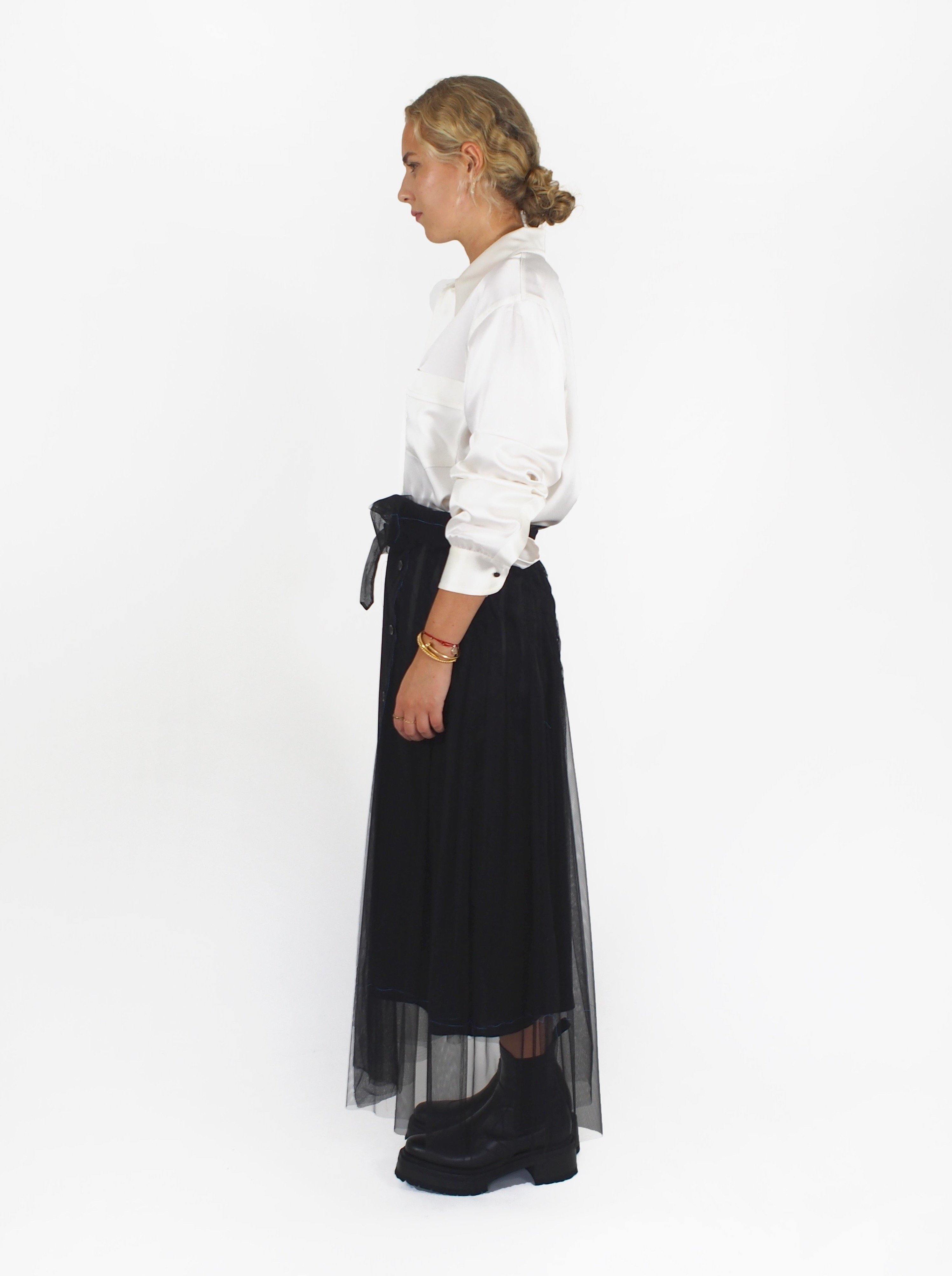 Maison Margiela-Belted Tulle Skirt - Black-Skirts-Boboli-Vancouver-Canada