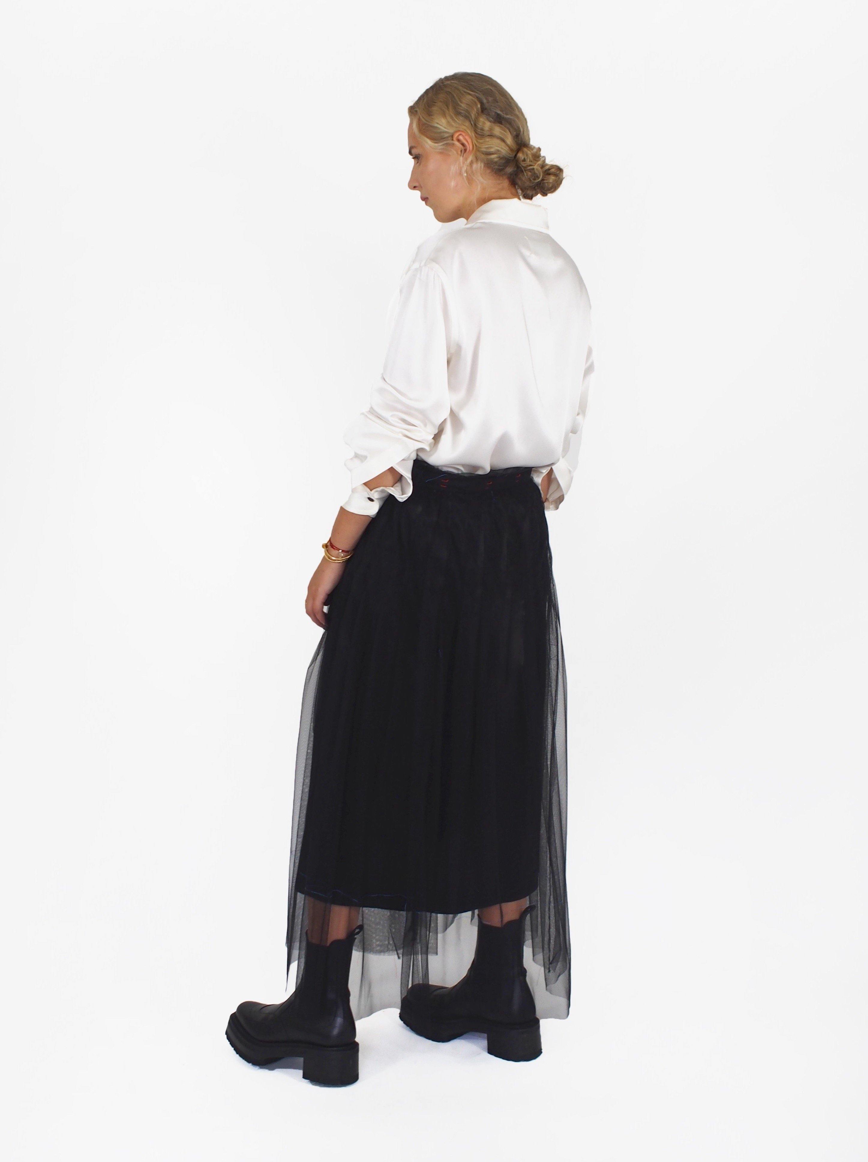 Maison Margiela-Belted Tulle Skirt - Black-Skirts-Boboli-Vancouver-Canada