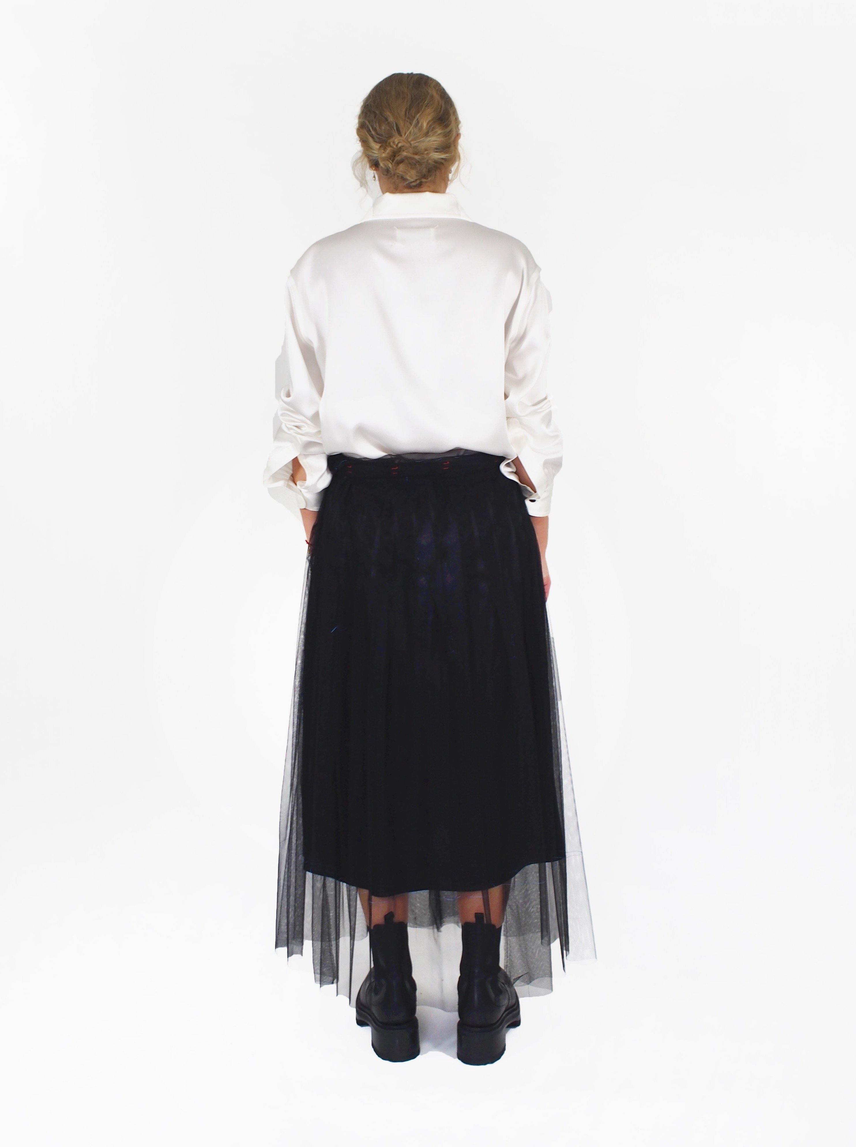 Maison Margiela-Belted Tulle Skirt - Black-Skirts-Boboli-Vancouver-Canada