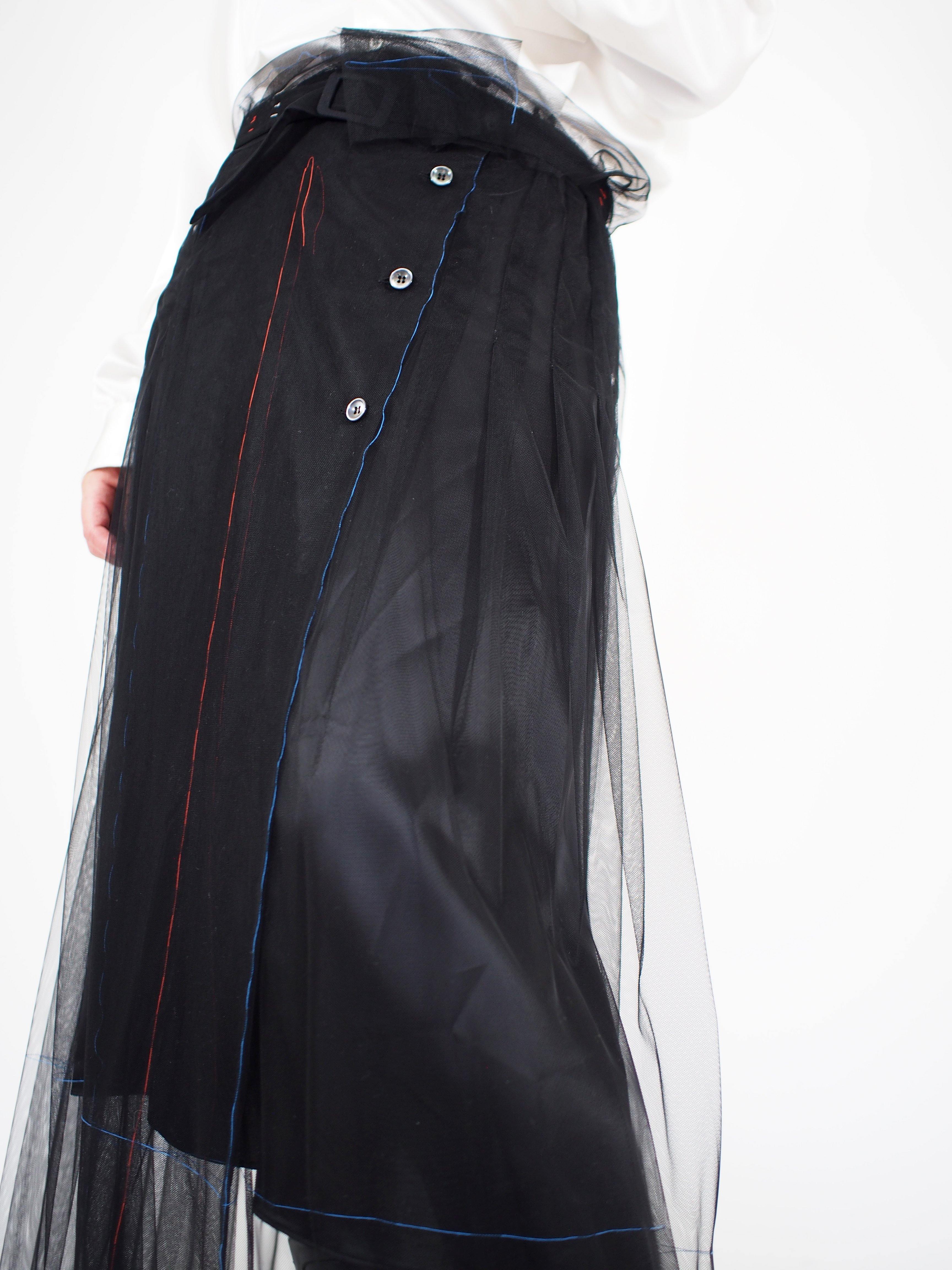 Maison Margiela-Belted Tulle Skirt - Black-Skirts-Boboli-Vancouver-Canada