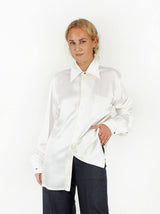 Maison Margiela-Classic Satin L/S Revere Collar Shirt - White-Shirts-Boboli-Vancouver-Canada