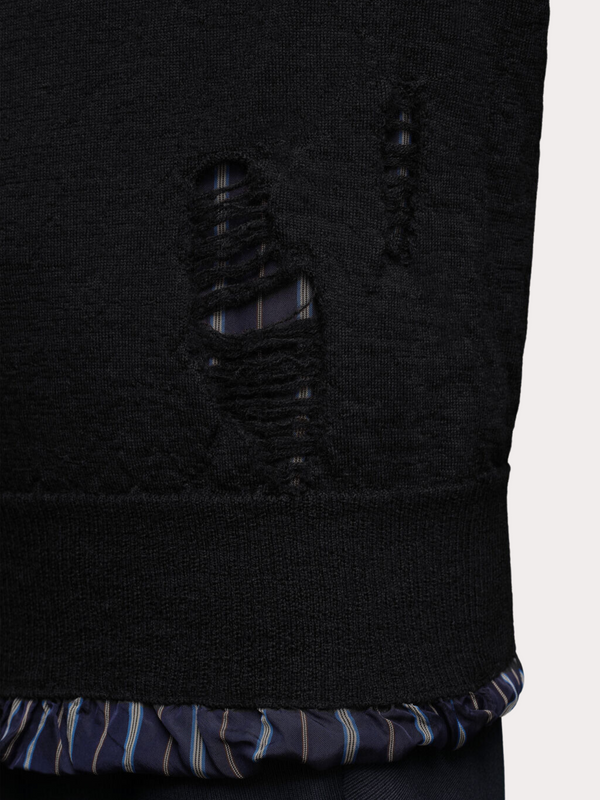 Maison Margiela-Distressed Sweater - Black-Sweaters-Boboli-Vancouver-Canada