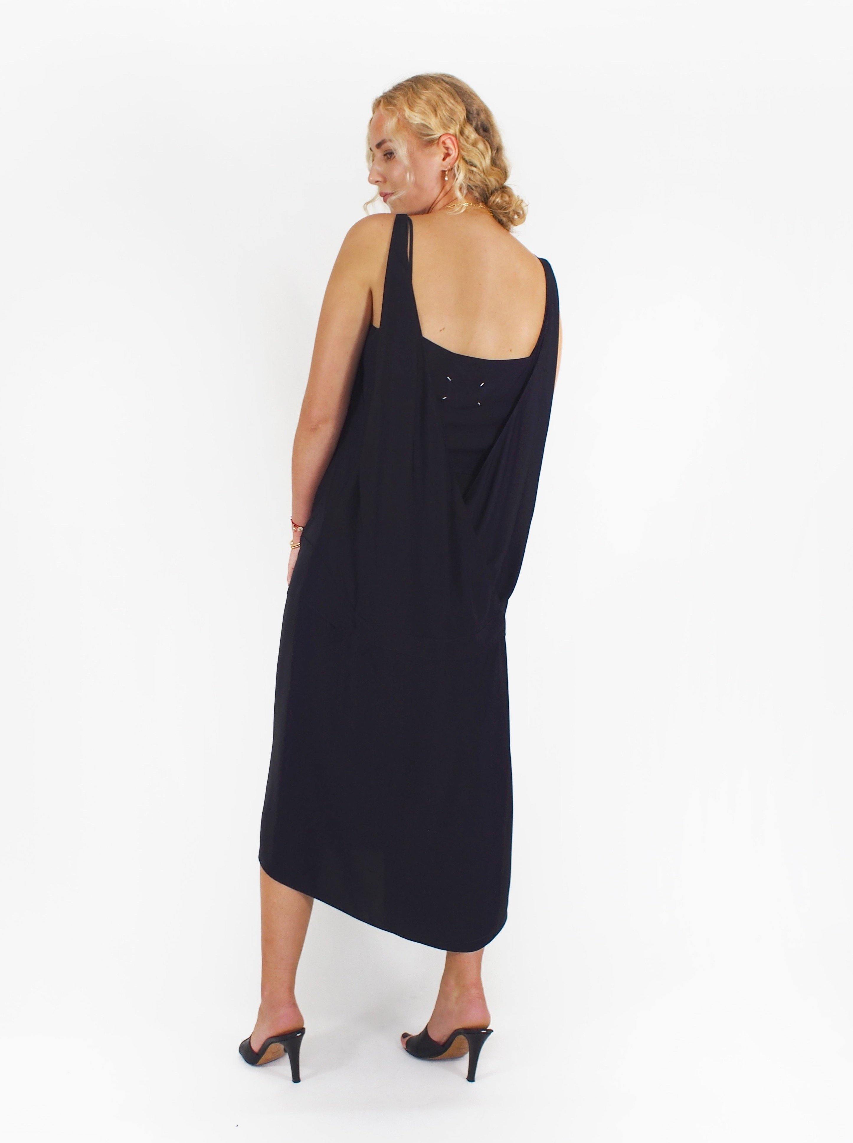 Maison Margiela-Fluid Cross Back Draped Front Shift - Navy Blue-Dresses-Boboli-Vancouver-Canada