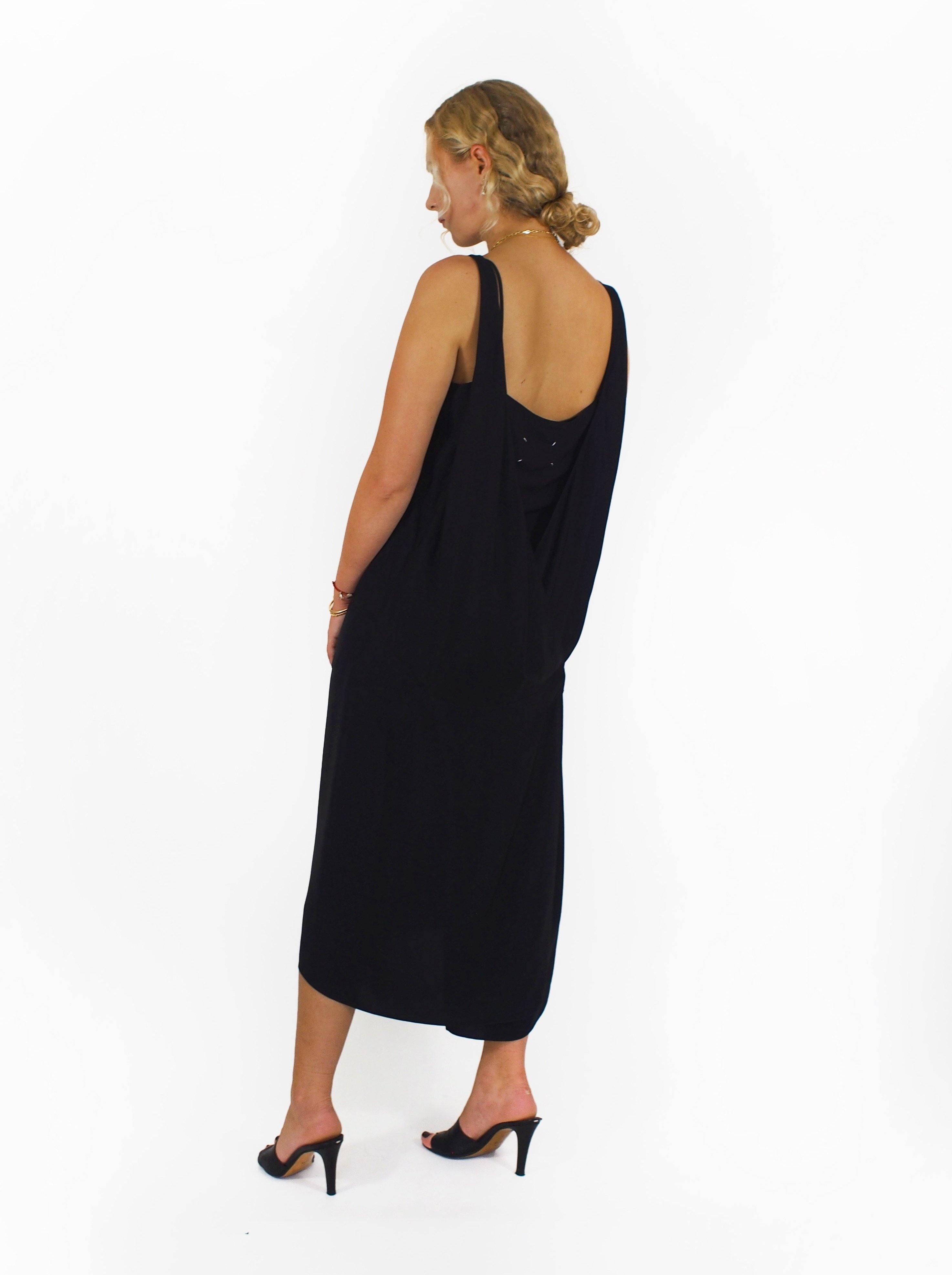 Maison Margiela-Fluid Cross Back Draped Front Shift - Navy Blue-Dresses-Boboli-Vancouver-Canada