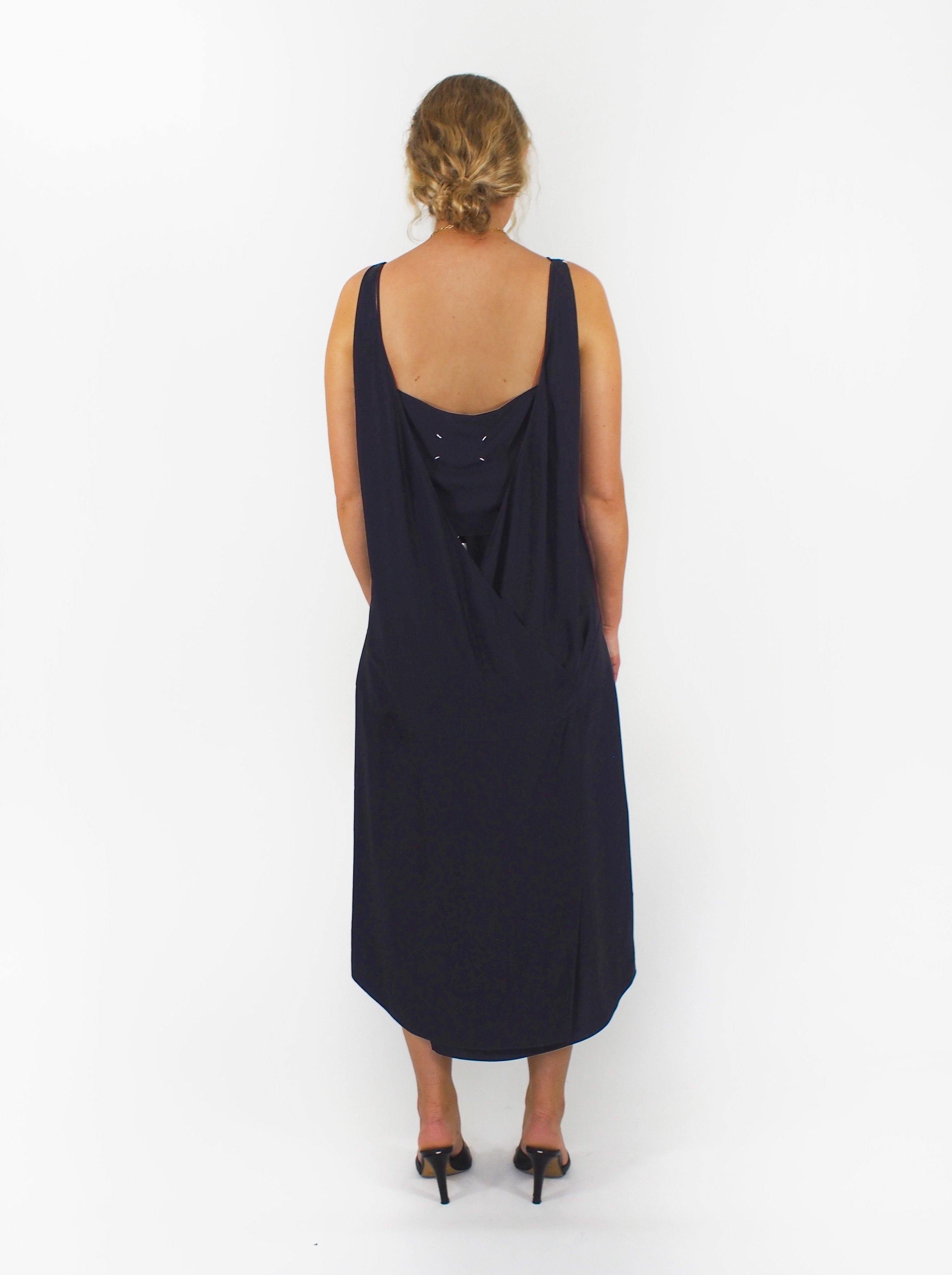 Maison Margiela-Fluid Cross Back Draped Front Shift - Navy Blue-Dresses-Boboli-Vancouver-Canada