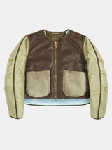 Marfa Stance-Reversible Cropped Aviator Quilt - Olive/Sky Blue-Coats-XS-Boboli-Vancouver-Canada