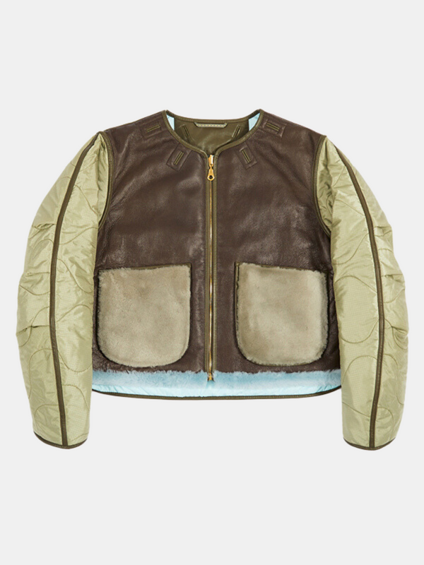 Marfa Stance-Reversible Cropped Aviator Quilt - Olive/Sky Blue-Coats-XS-Boboli-Vancouver-Canada