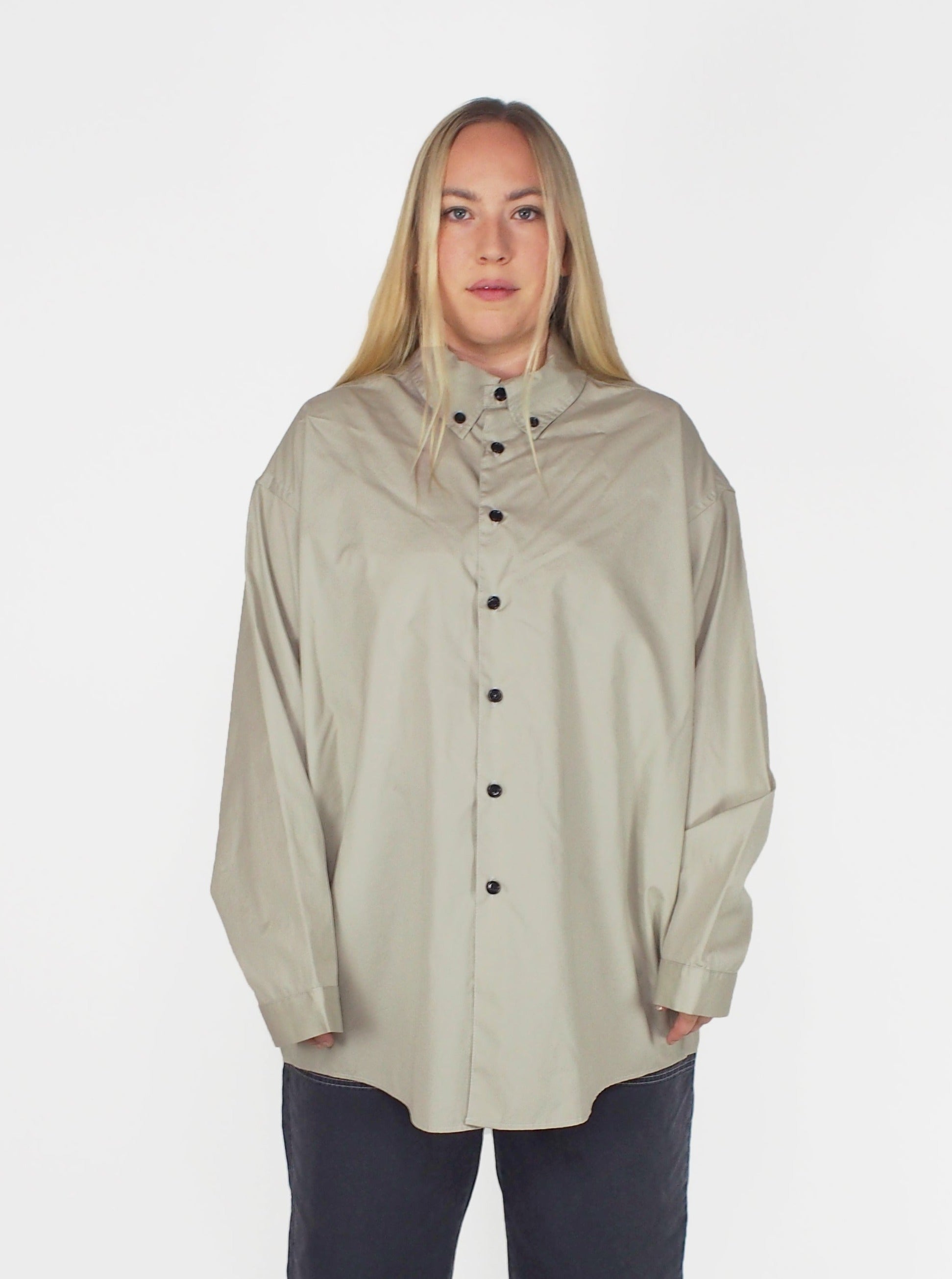 Mythinks-Pima Cotton BD Oversized Shirt - Beige-Shirts-Boboli-Vancouver-Canada