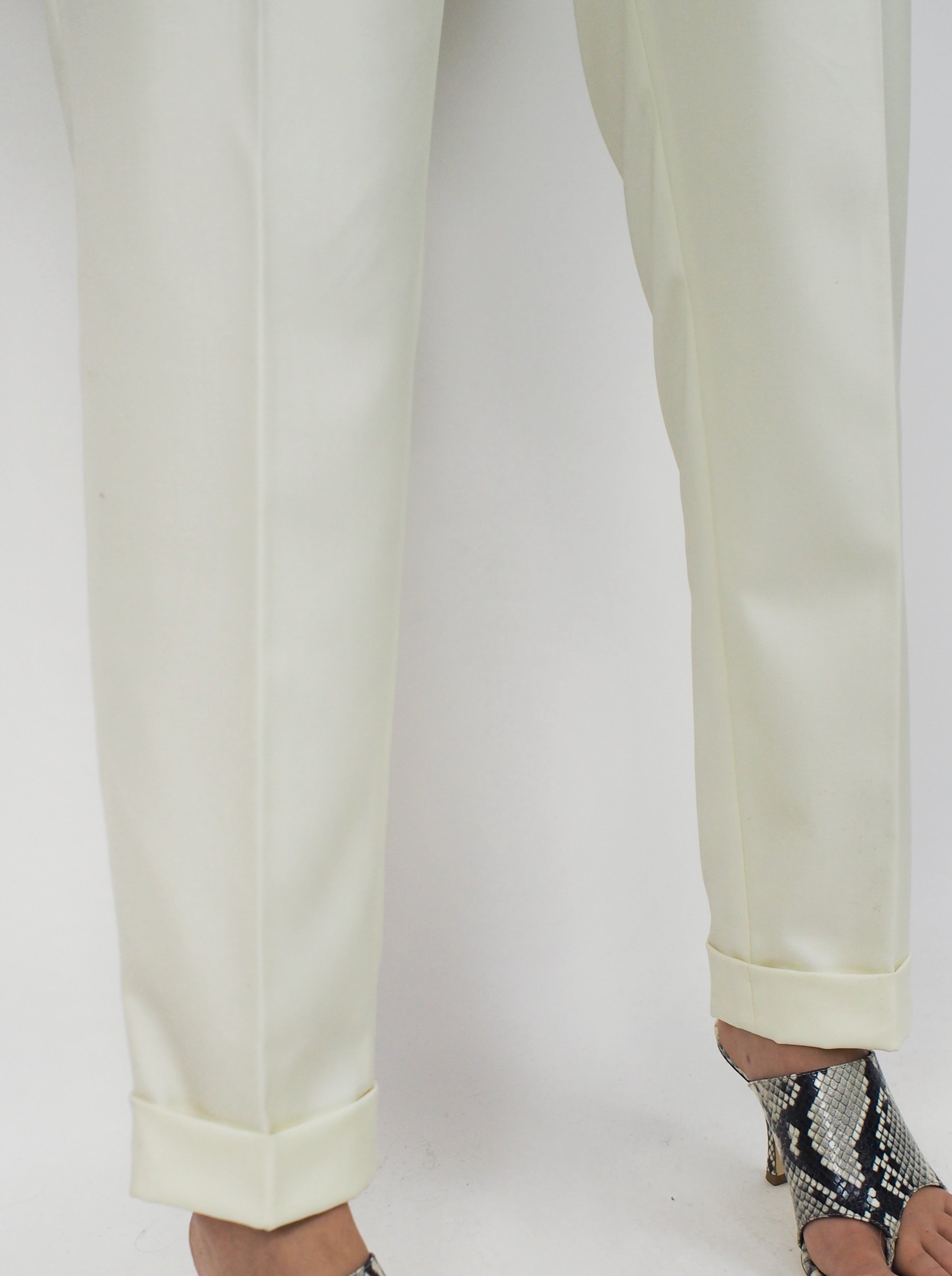 Officine Générale-Pierre Fresco Wool Pleated Pants - Ecru-Pants-Boboli-Vancouver-Canada