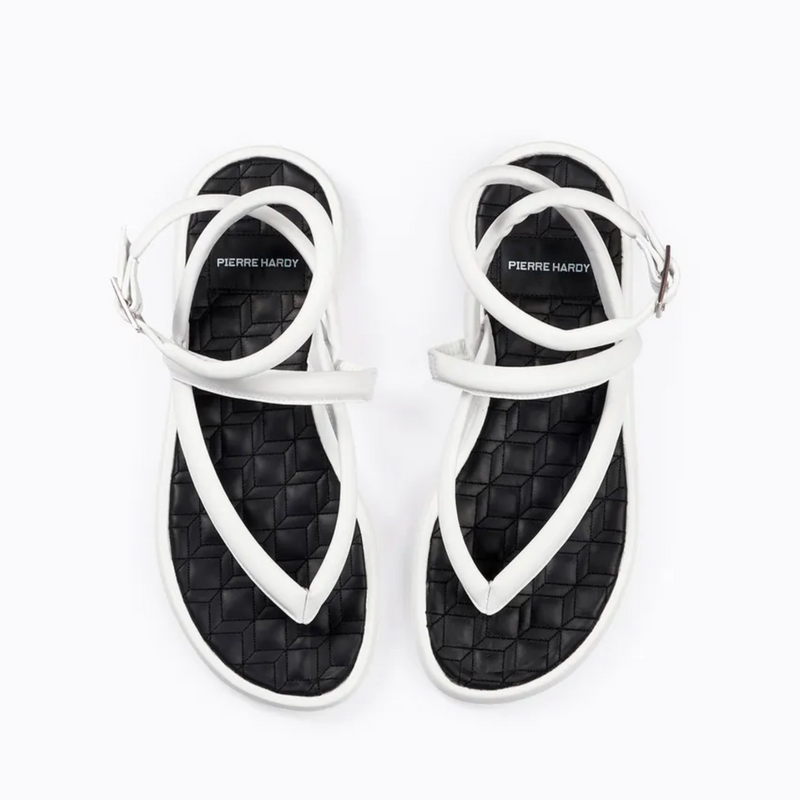 Pierre Hardy-Flat Sandal Xanadu Tong - White / Black-Shoes-Boboli-Vancouver-Canada