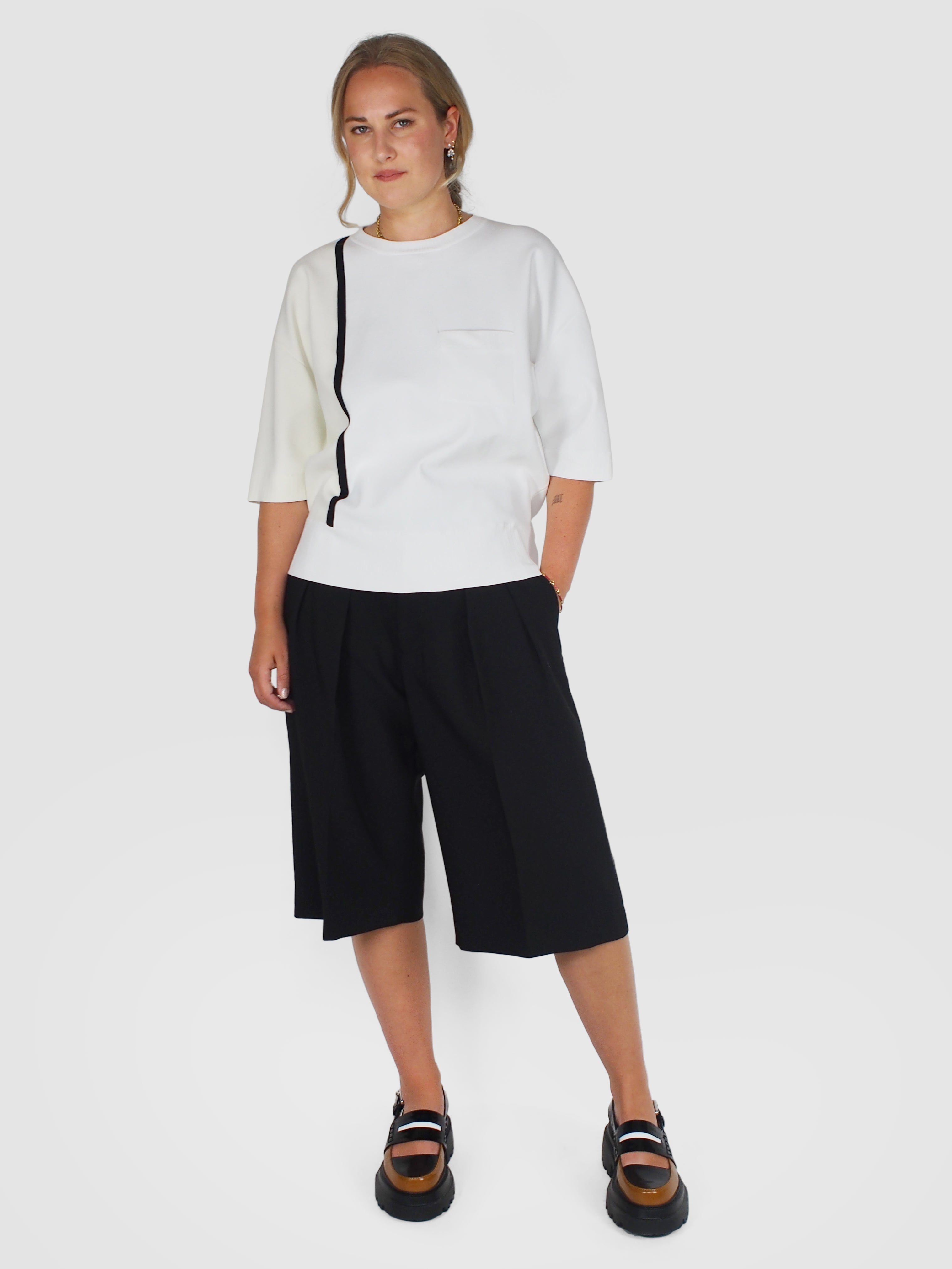 Plan C-Color Block S.S. Sweater - White Butter-Sweaters-Boboli-Vancouver-Canada