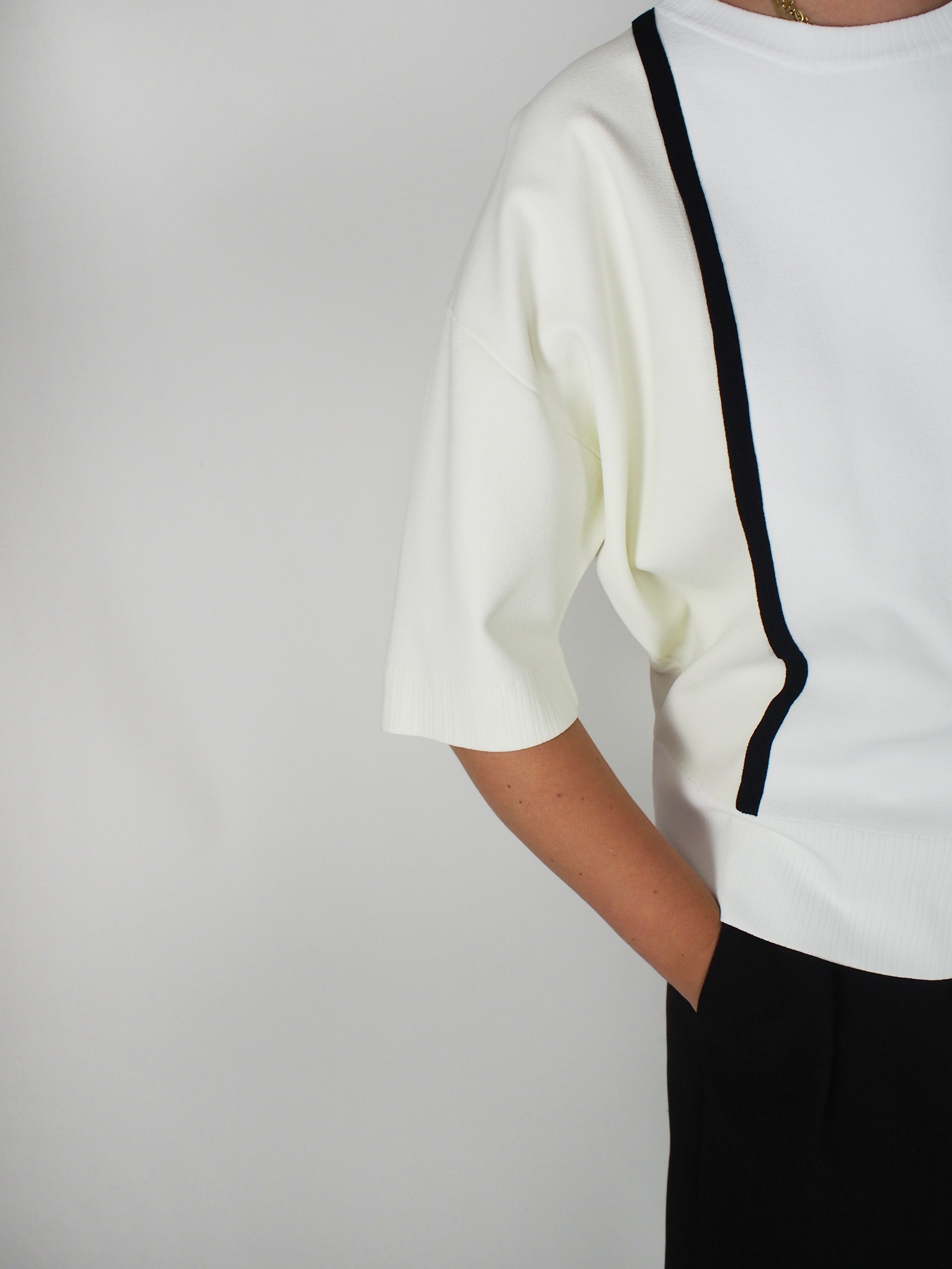 Plan C-Color Block S.S. Sweater - White Butter-Sweaters-Boboli-Vancouver-Canada