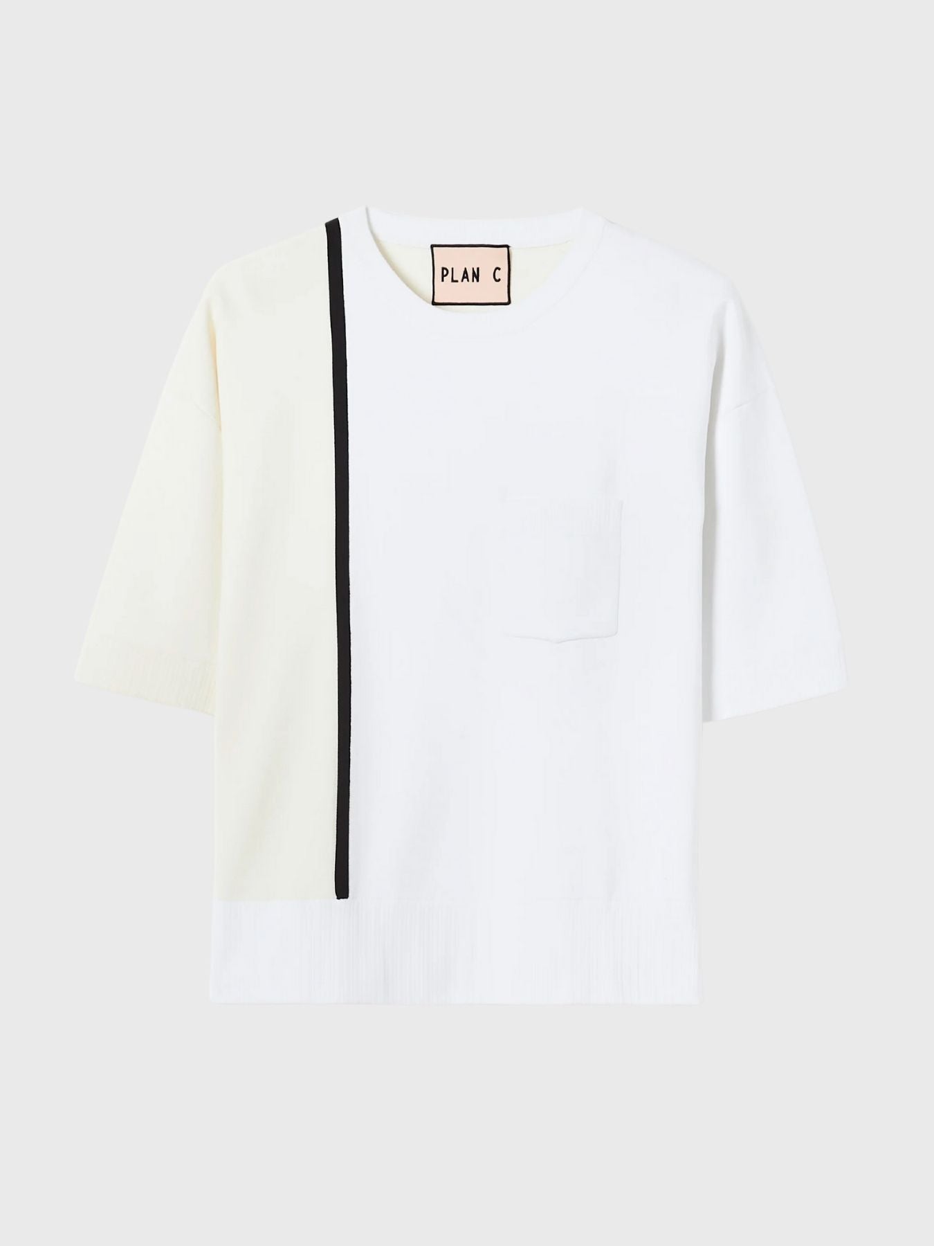 Plan C-Color Block S.S. Sweater - White Butter-Sweaters-Boboli-Vancouver-Canada