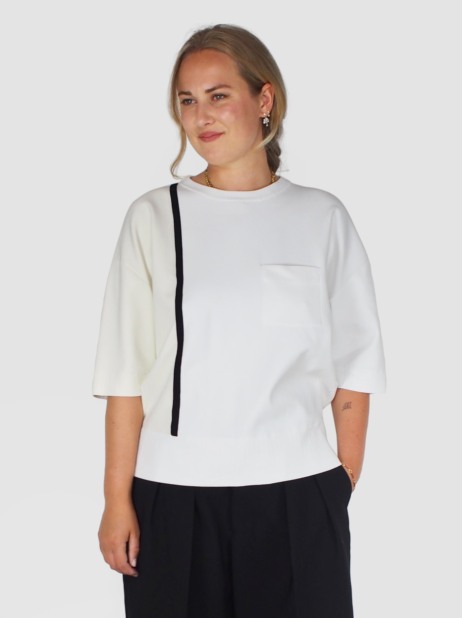 Plan C-Color Block S.S. Sweater - White Butter-Sweaters-Boboli-Vancouver-Canada