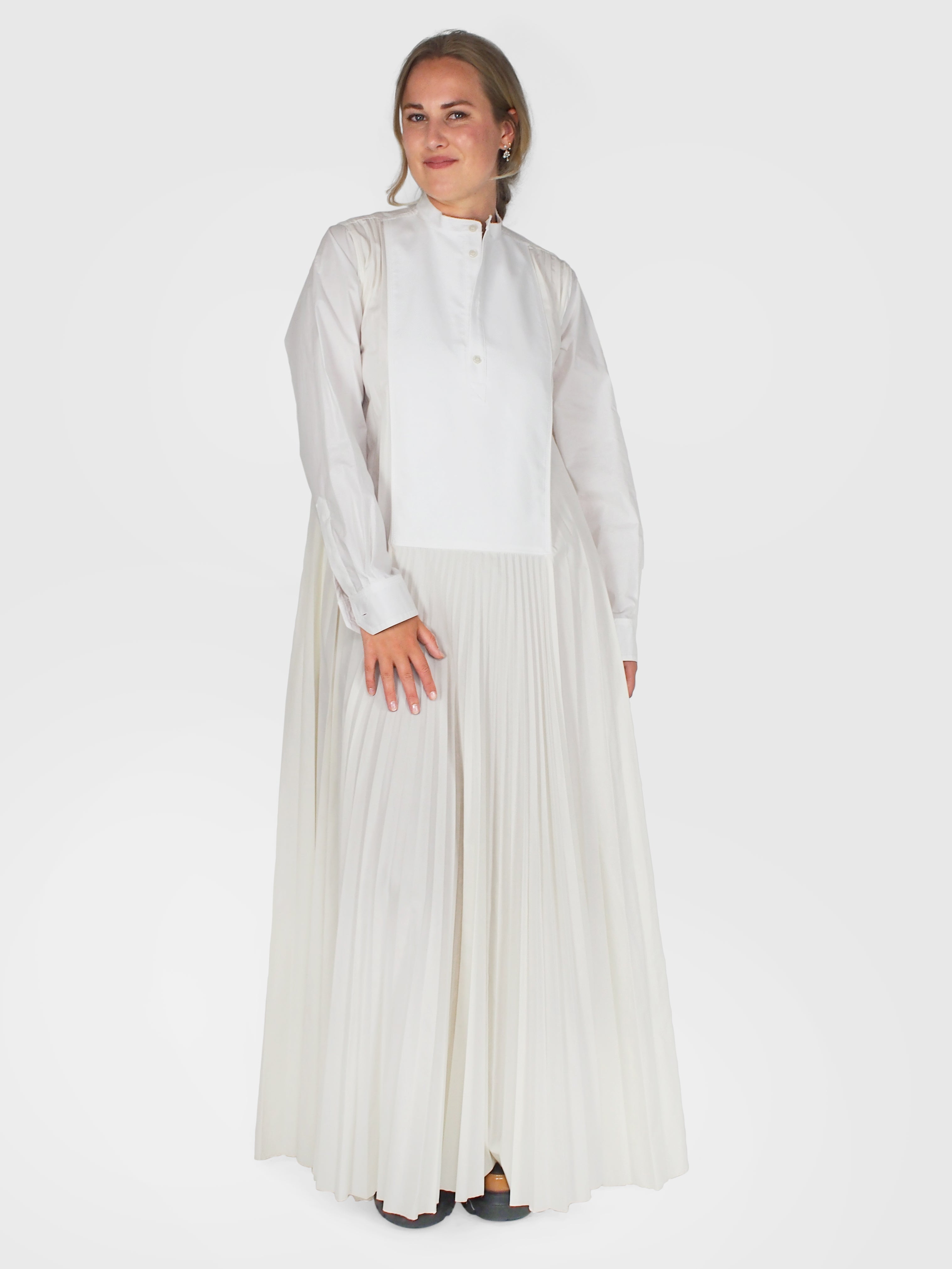 Plan C-Pleated Long Dress - Butter-Dresses-Boboli-Vancouver-Canada