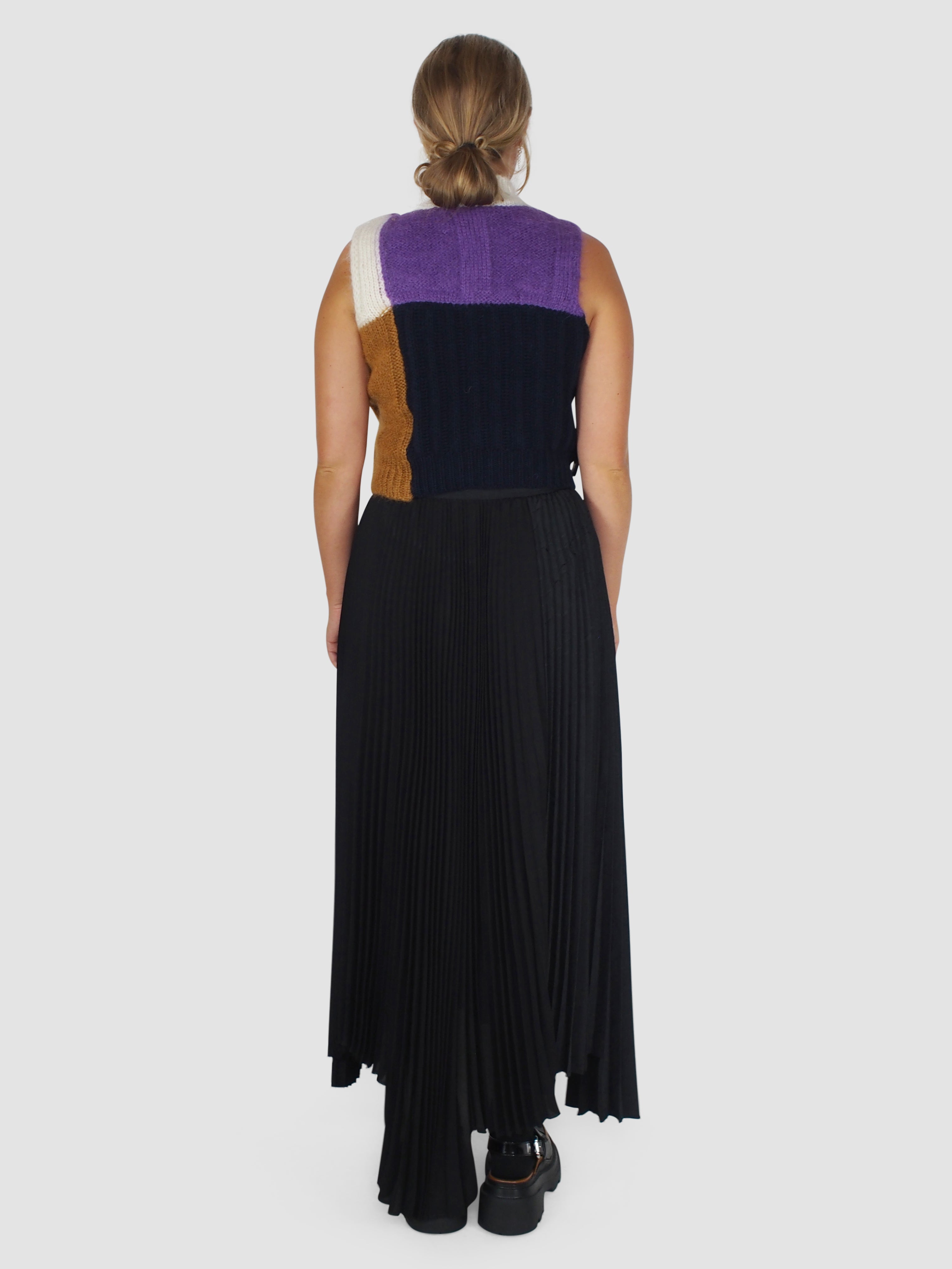 Plan C-Pleated Long Skirt - Black-Skirts-Boboli-Vancouver-Canada