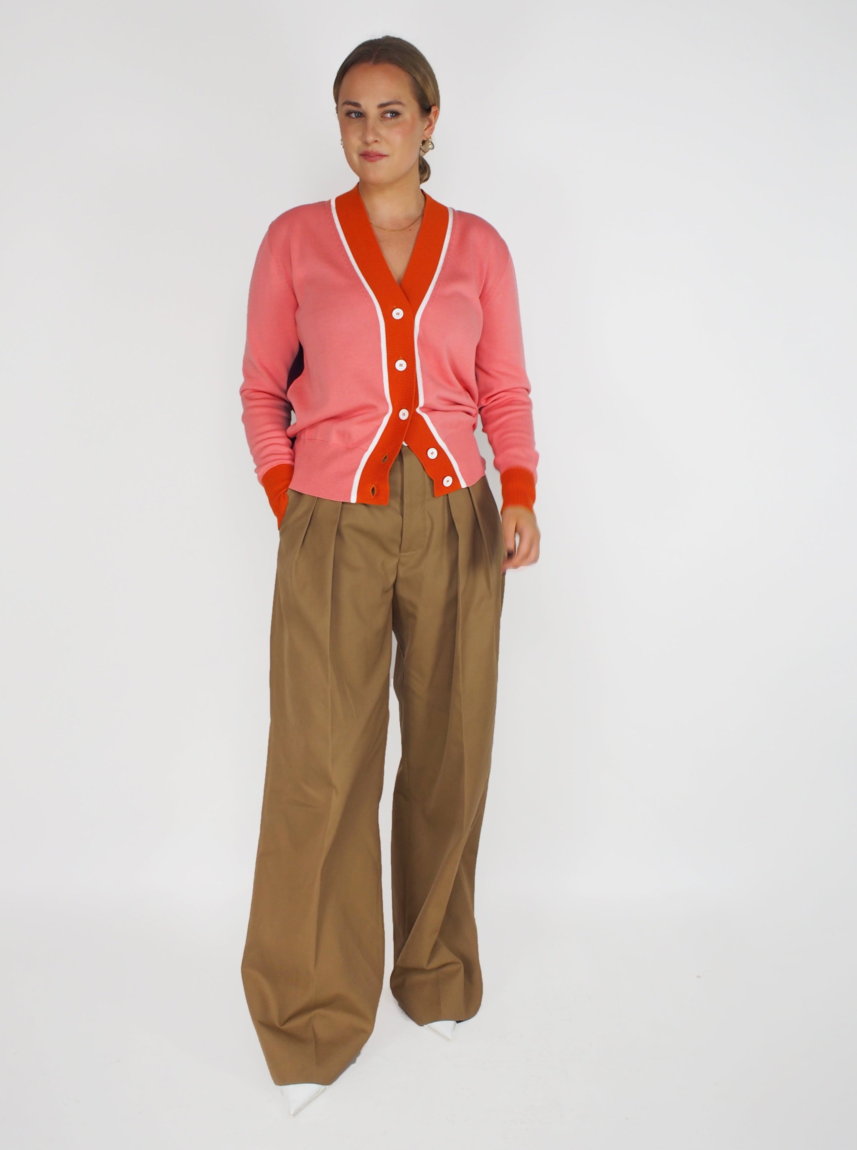 Plan C-Pleated Straight Leg Trousers - Gingerbread-Pants-Boboli-Vancouver-Canada