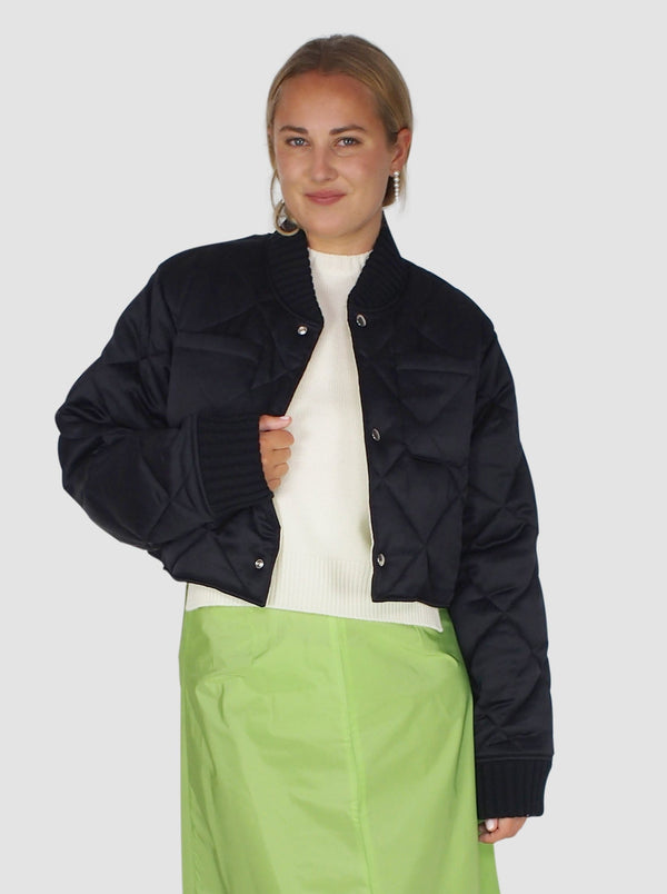 Plan C-Quilted Cropped Jacket - Light Yellow/Black-Jackets-Boboli-Vancouver-Canada