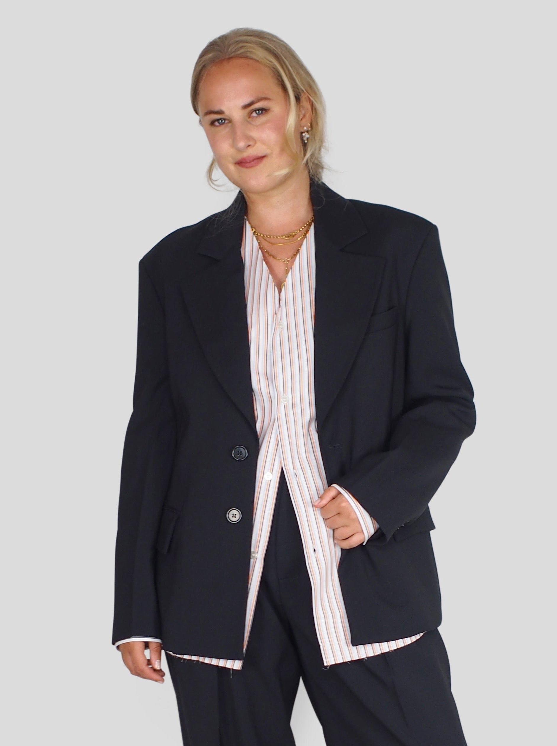 Plan C-Sartorial Dark Navy Blazer Jacket - Navy/Black-Blazers-Boboli-Vancouver-Canada