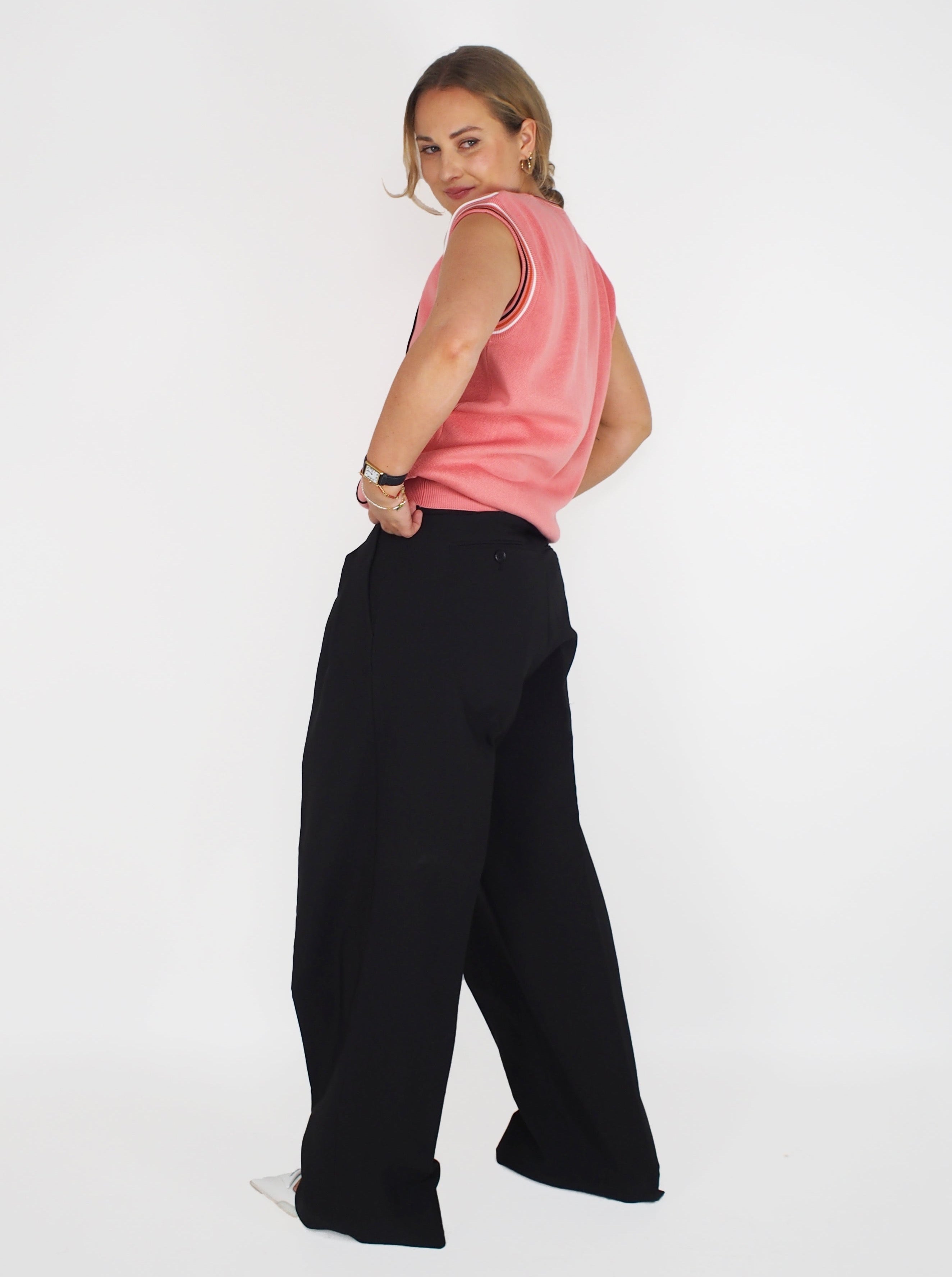 Plan C-Trousers - Navy/Black-Pants-Boboli-Vancouver-Canada