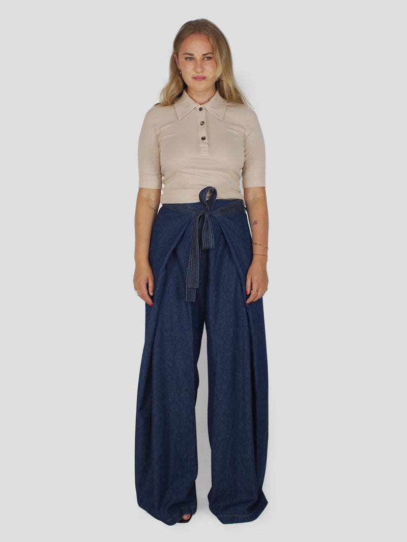High Waisted Wide Leg Trousers, Wrap Around Trousers