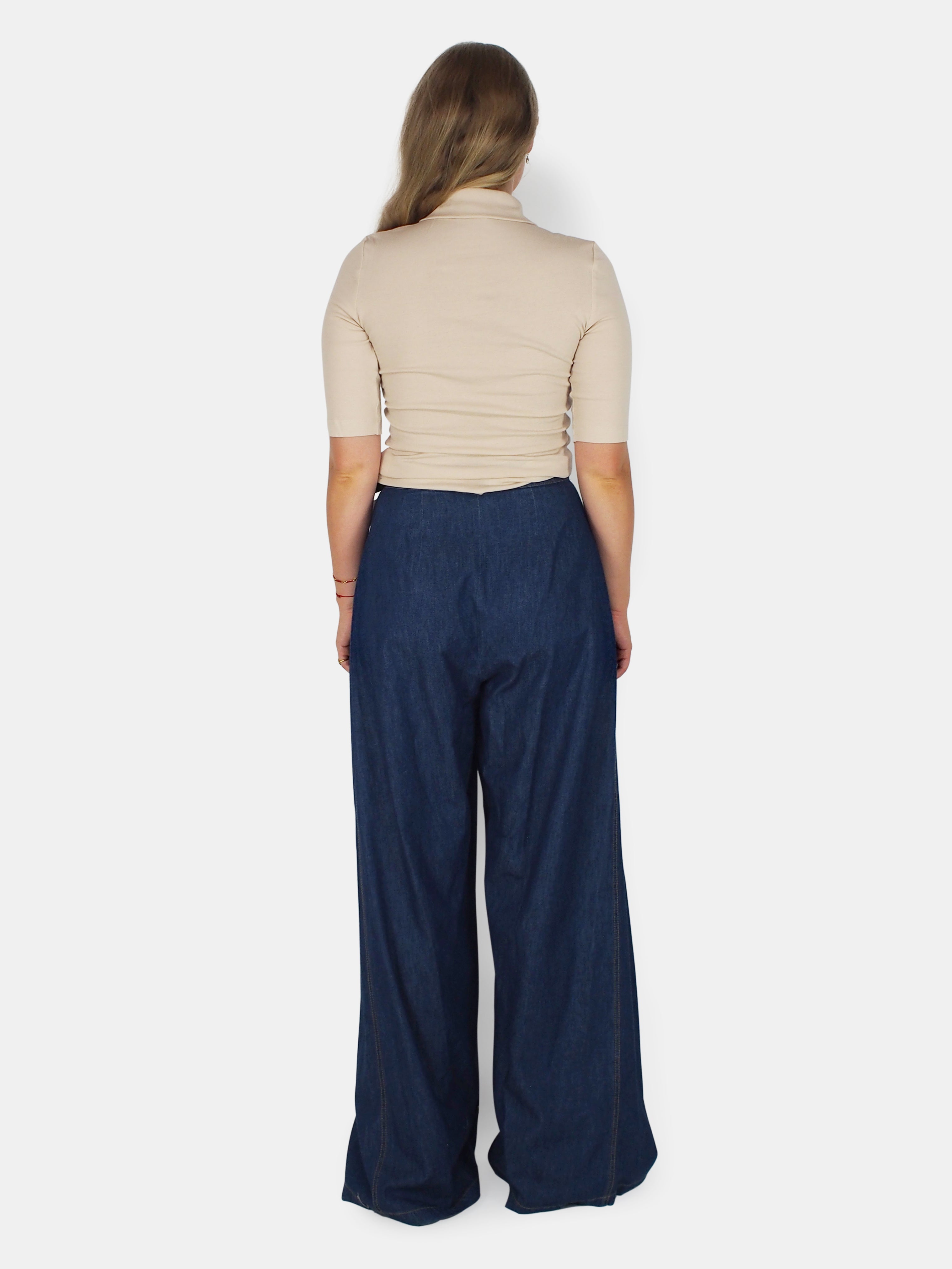 Rosetta Getty-Wide Leg Apron Wrap Pant - Indigo-Pants-Boboli-Vancouver-Canada