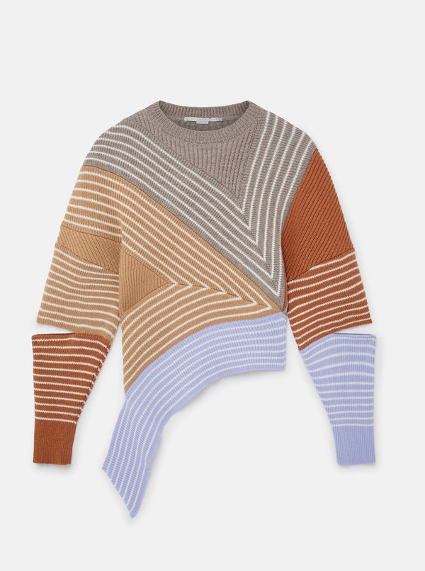 Stella McCartney-3D Stripes Jumper - Grey & Brown-Sweaters-Boboli-Vancouver-Canada