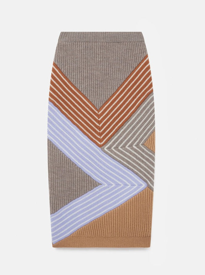 Stella McCartney-3D Stripes Skirt - Grey & Brown-Skirts-Boboli-Vancouver-Canada