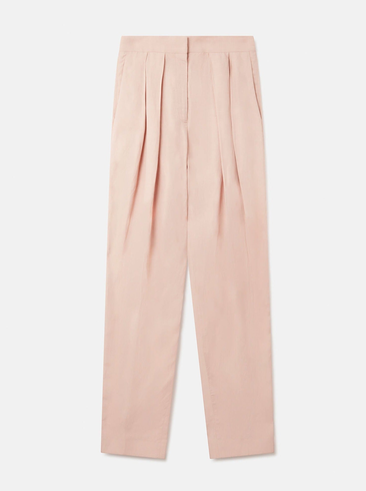 Stella McCartney-Fluid Linen Pleat Front Straight Leg Trousers - Rose-Pants-Boboli-Vancouver-Canada